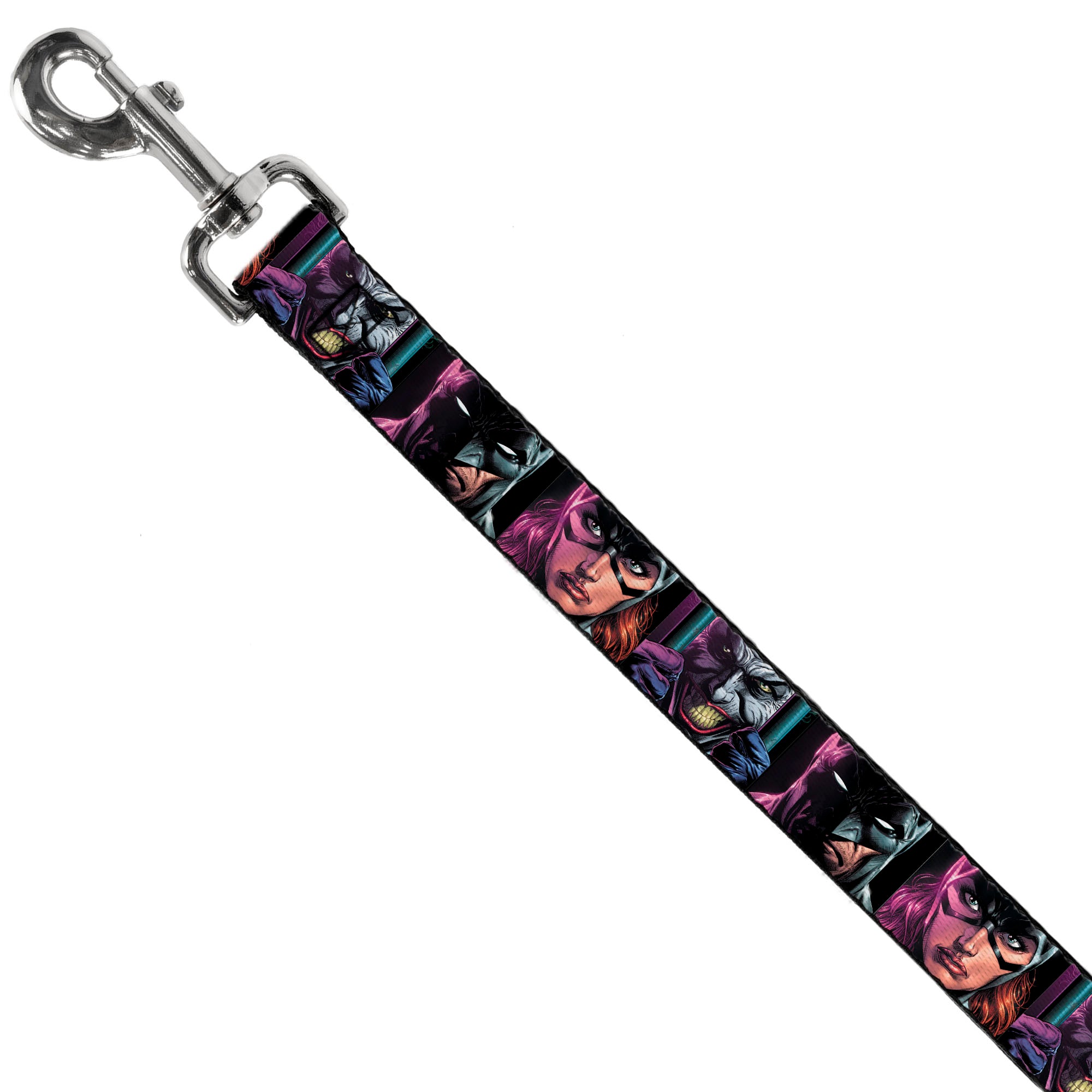 Dog Leash - Batman Batgirl and Joker Comic Book Cover Face Close-Ups Black Dog Leashes DC Comics