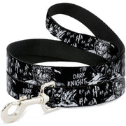 Dog Leash - Batman THE DARK KNIGHT and Joker Smiling Sketch Close-Ups Black/White Dog Leashes DC Comics