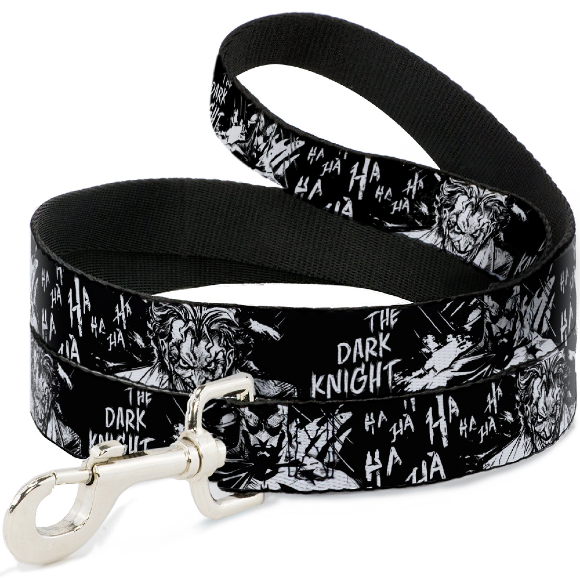 Dog Leash - Batman THE DARK KNIGHT and Joker Smiling Sketch Close-Ups Black/White Dog Leashes DC Comics