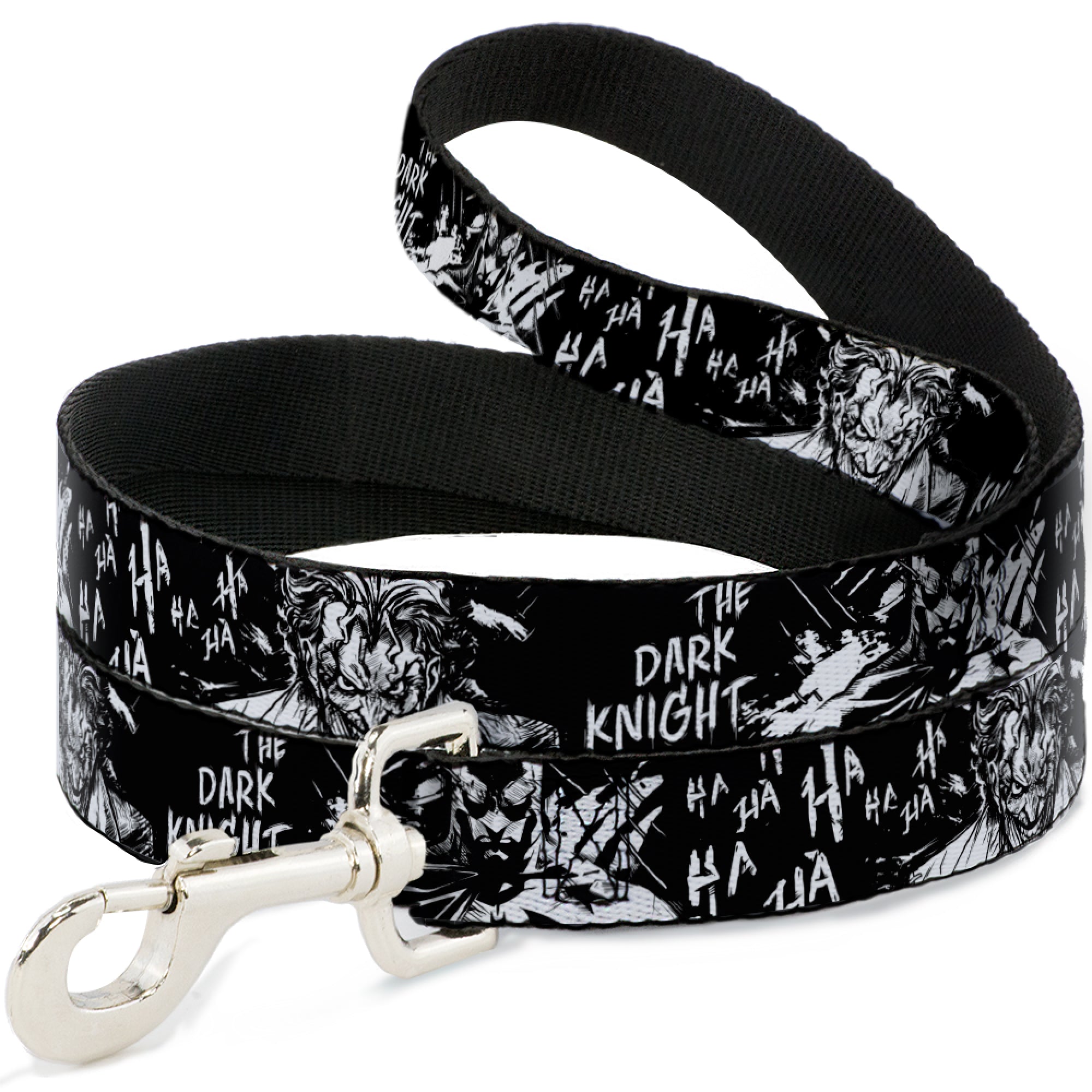 Dog Leash - Batman THE DARK KNIGHT and Joker Smiling Sketch Close-Ups Black/White Dog Leashes DC Comics