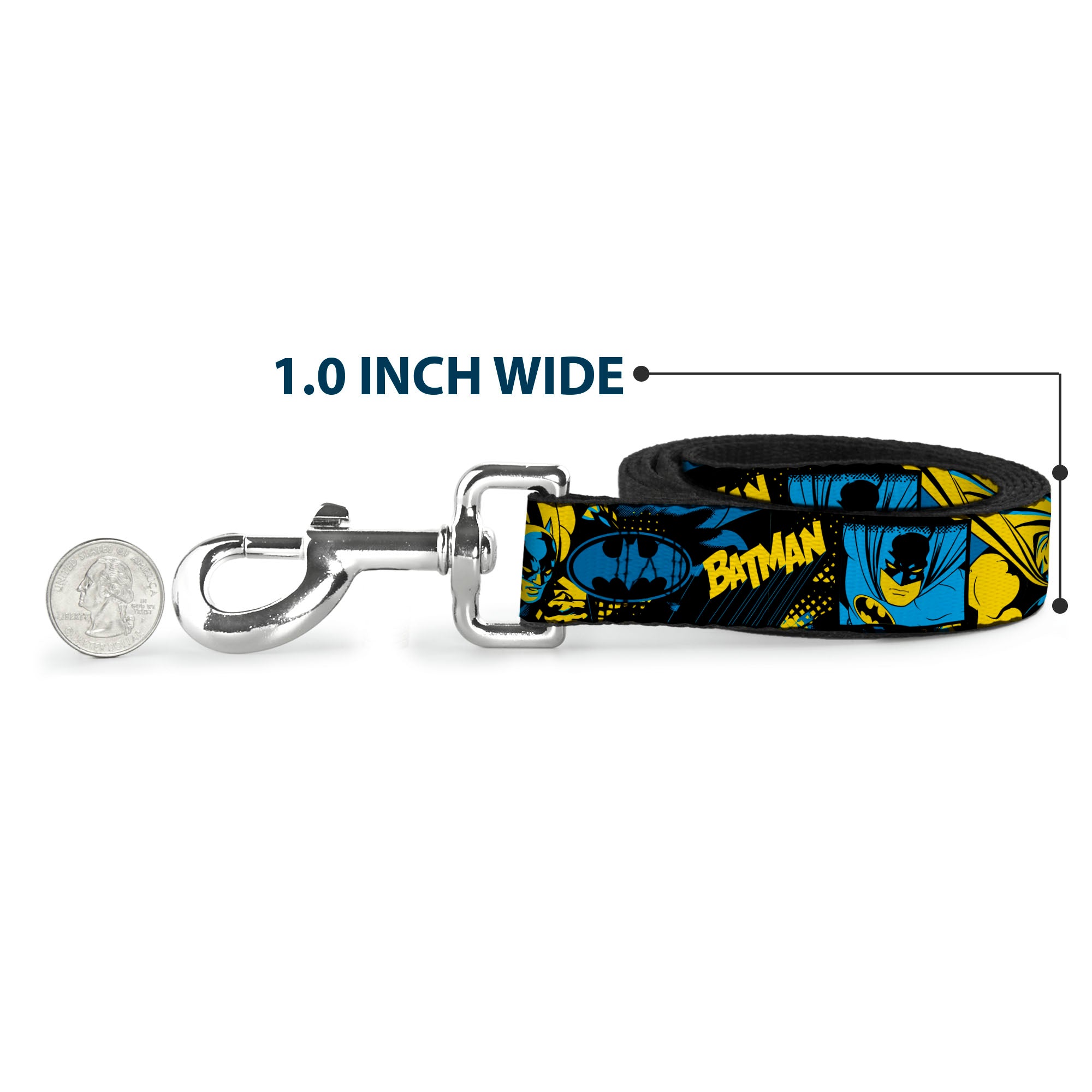 Dog Leash - BATMAN Poses and Logo Collage Black/Blue/Yellow Dog Leashes DC Comics