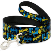 Dog Leash - BATMAN Poses and Logo Collage Black/Blue/Yellow Dog Leashes DC Comics