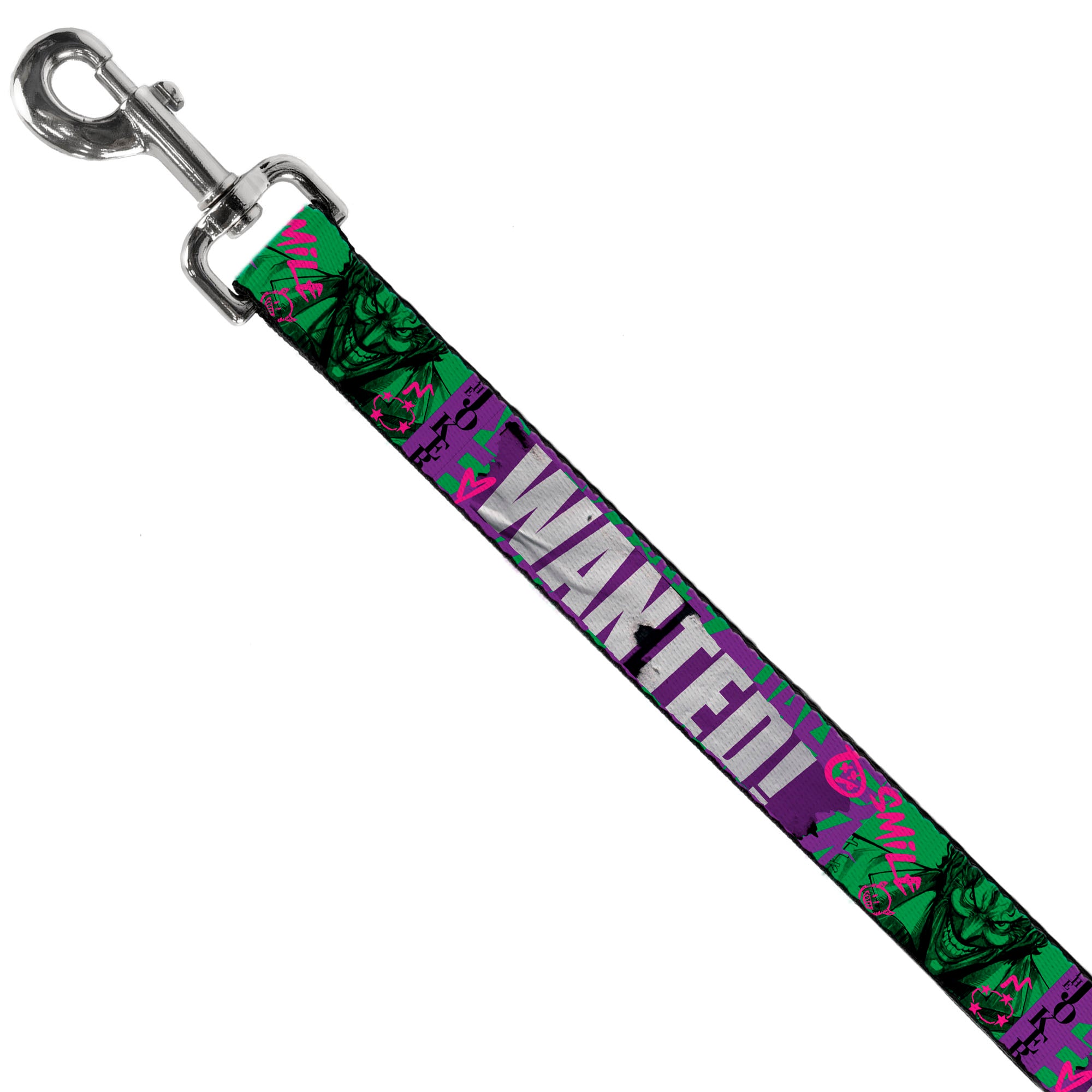 Dog Leash - THE JOKER WANTED Smiling Pose and Graffiti Purples/Greens Dog Leashes DC Comics