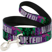 Dog Leash - THE JOKER WANTED Smiling Pose and Graffiti Purples/Greens Dog Leashes DC Comics