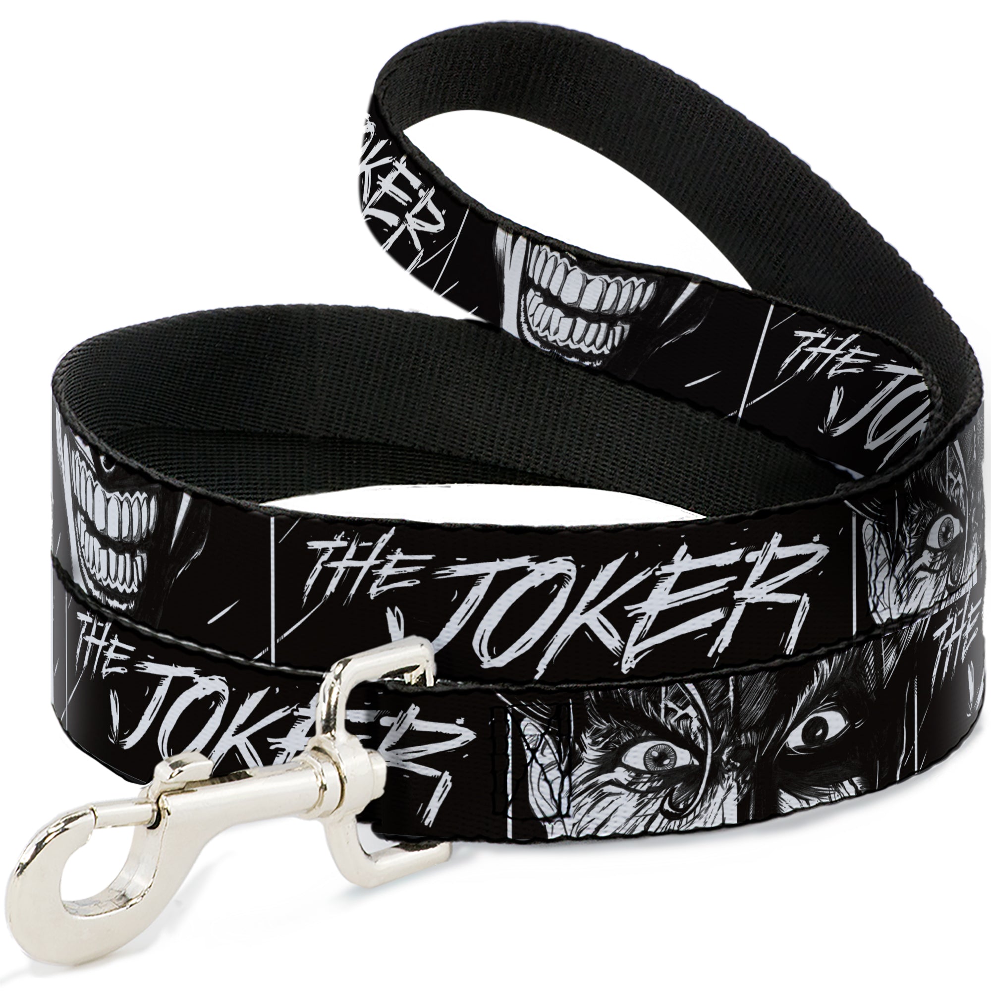 Dog Leash - THE JOKER Smiling Eyes Sketch Close-Up Black/White Dog Leashes DC Comics