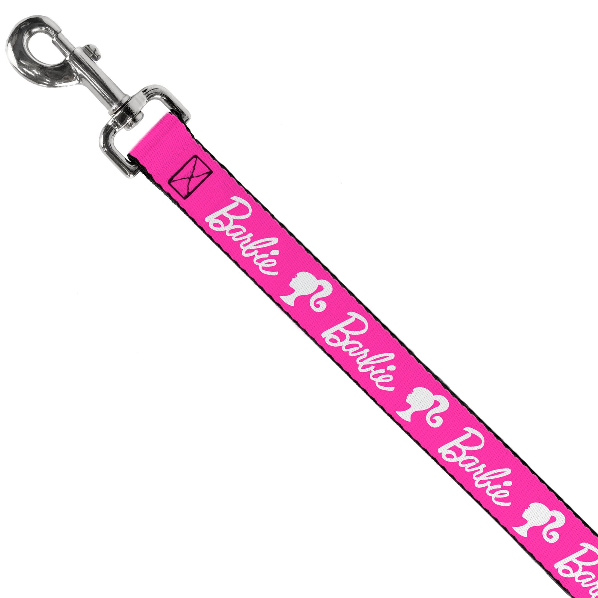 Dog Leash - BARBIE Script Signature Logo and Silhouette Hot Pink/White Dog Leashes Barbie