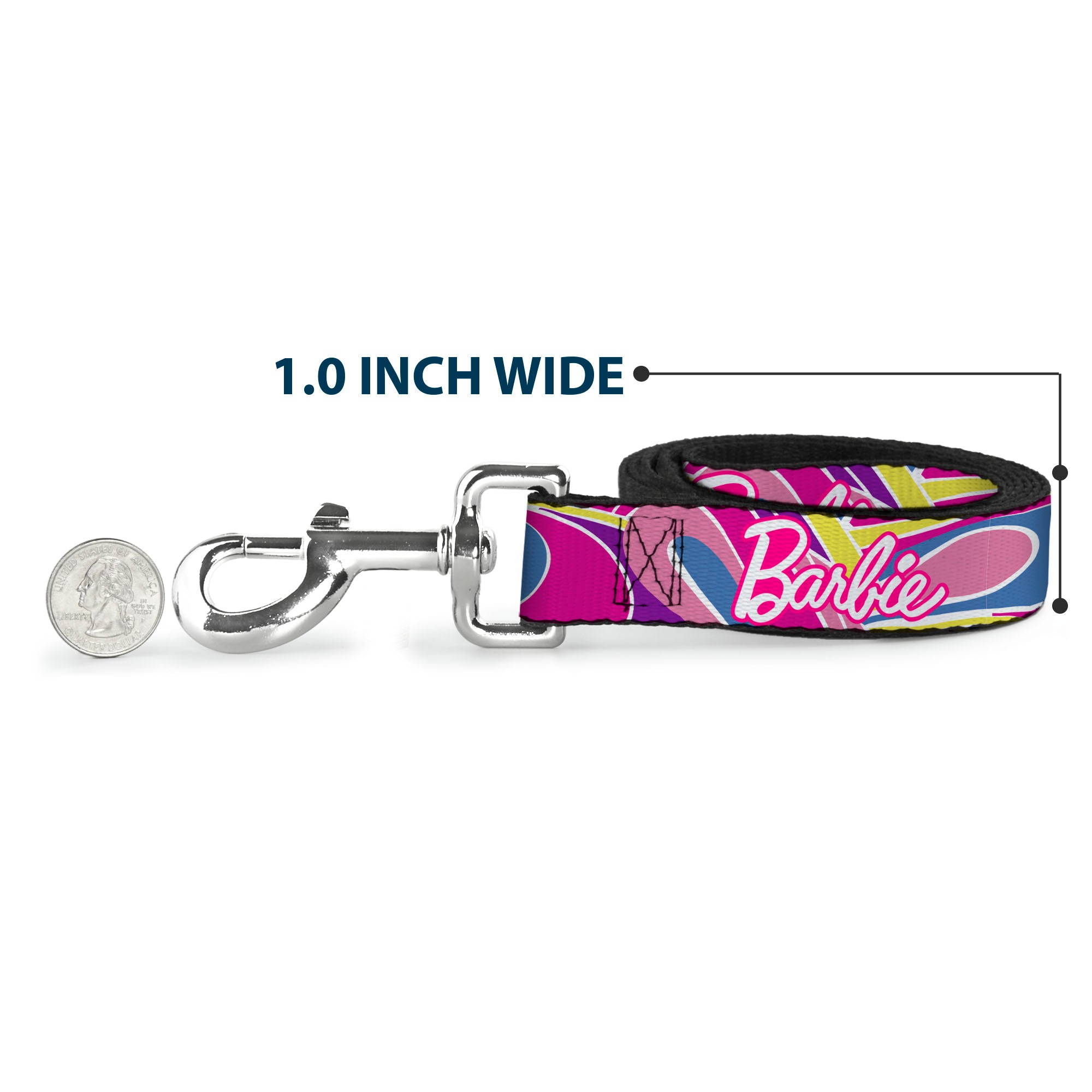 Dog Leash - BARBIE Script Signature Logo Abstract Multi Color/White Dog Leashes Barbie