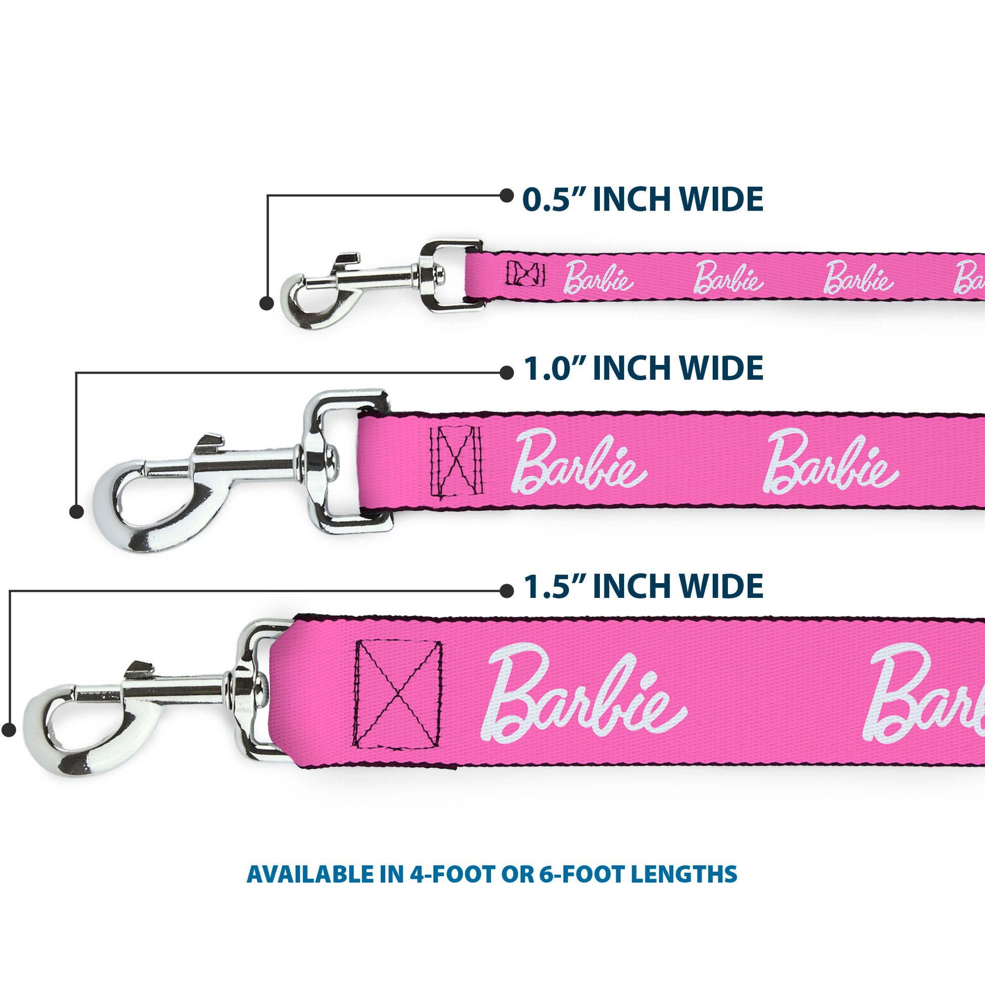 Dog Leash - BARBIE Script Signature Logo Pink/White Dog Leashes Barbie