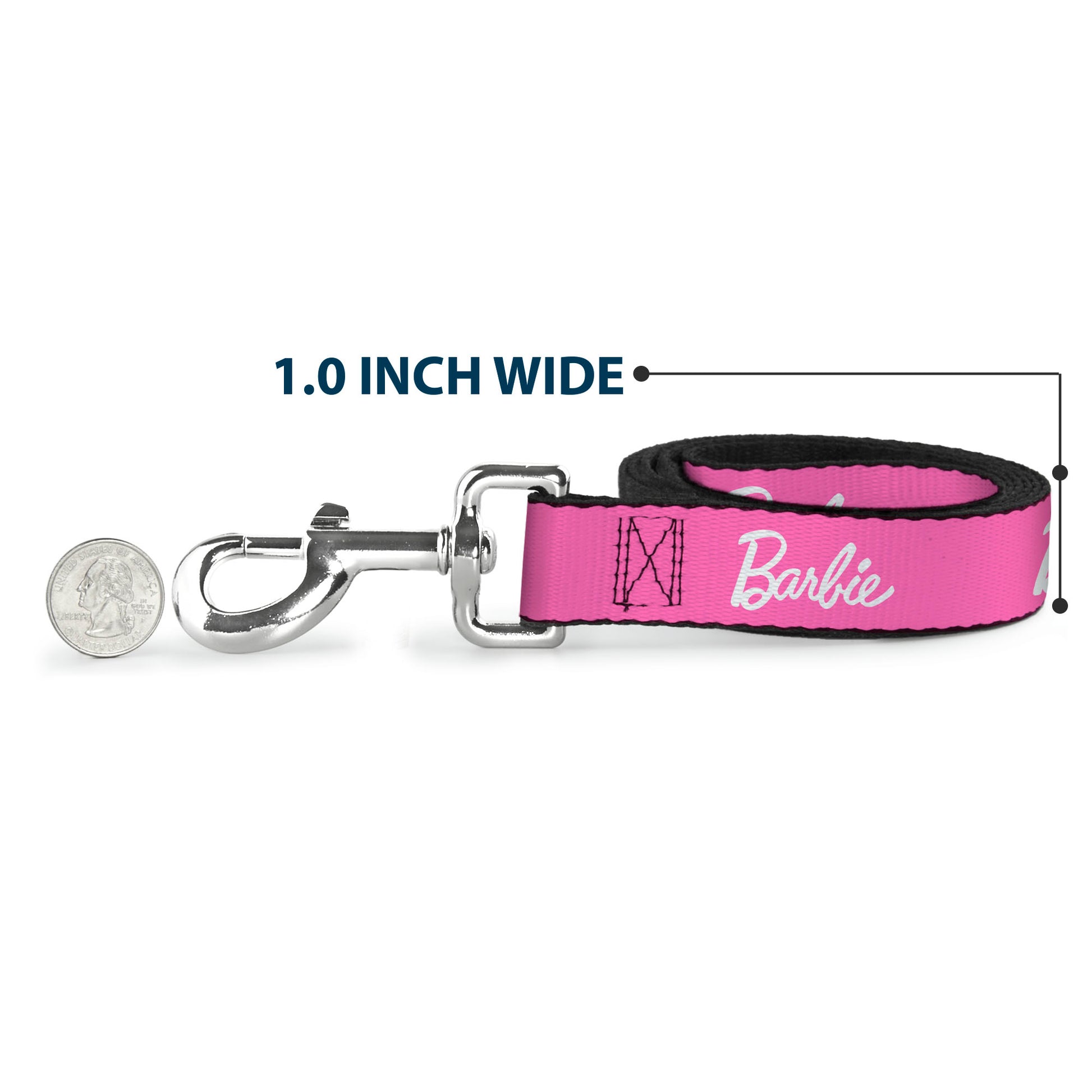 Dog Leash - BARBIE Script Signature Logo Pink/White Dog Leashes Barbie