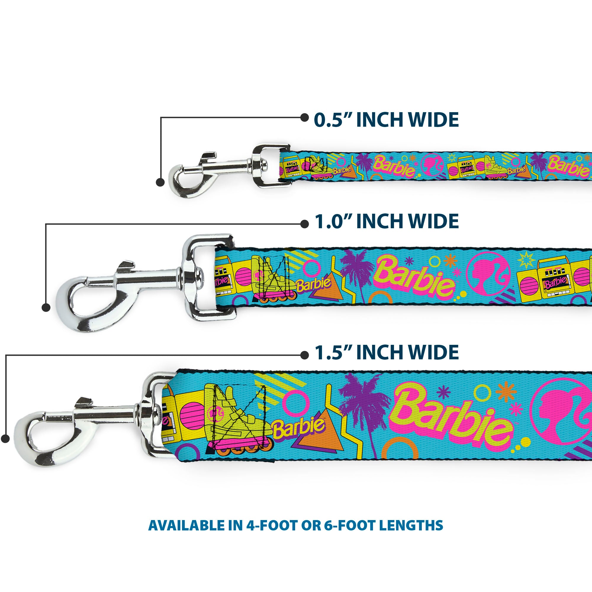 Dog Leash - BARBIE Eighties Icons Bright Blue/Multi Color Dog Leashes Barbie