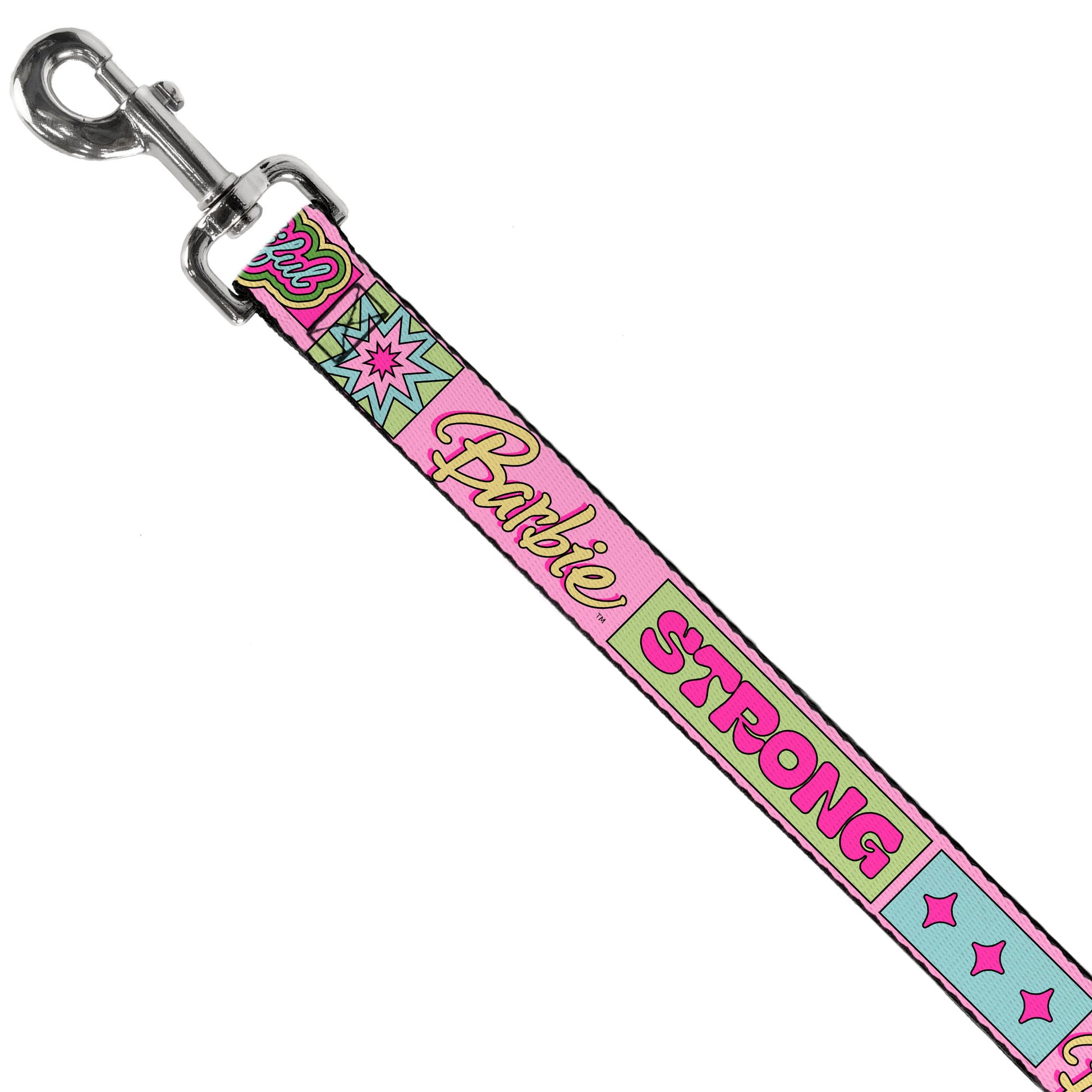 Dog Leash - BARBIE SMART BEAUTIFUL STRONG Icons Pink/Multi Color Dog Leashes Barbie