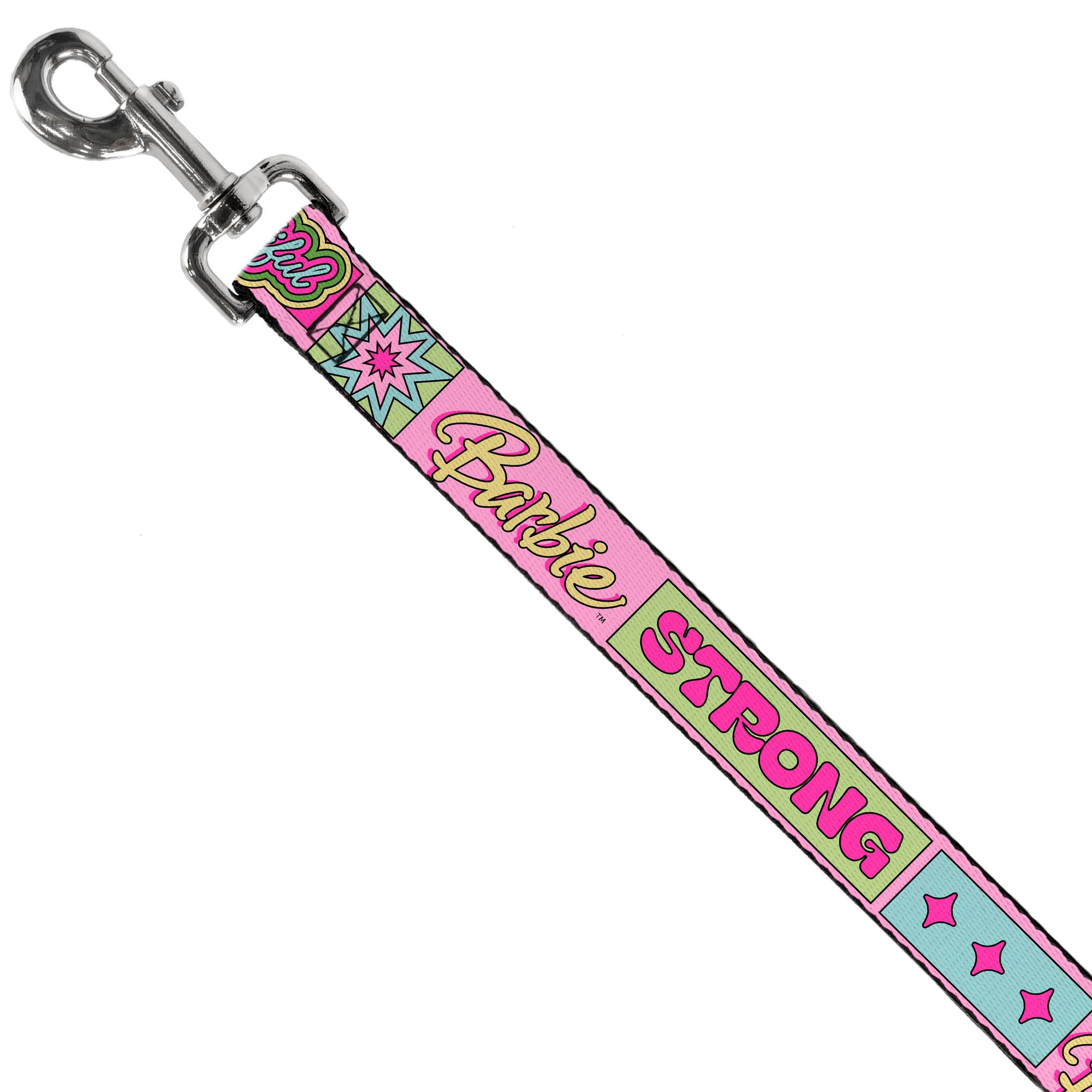 Dog Leash - BARBIE SMART BEAUTIFUL STRONG Icons Pink/Multi Color Dog Leashes Barbie