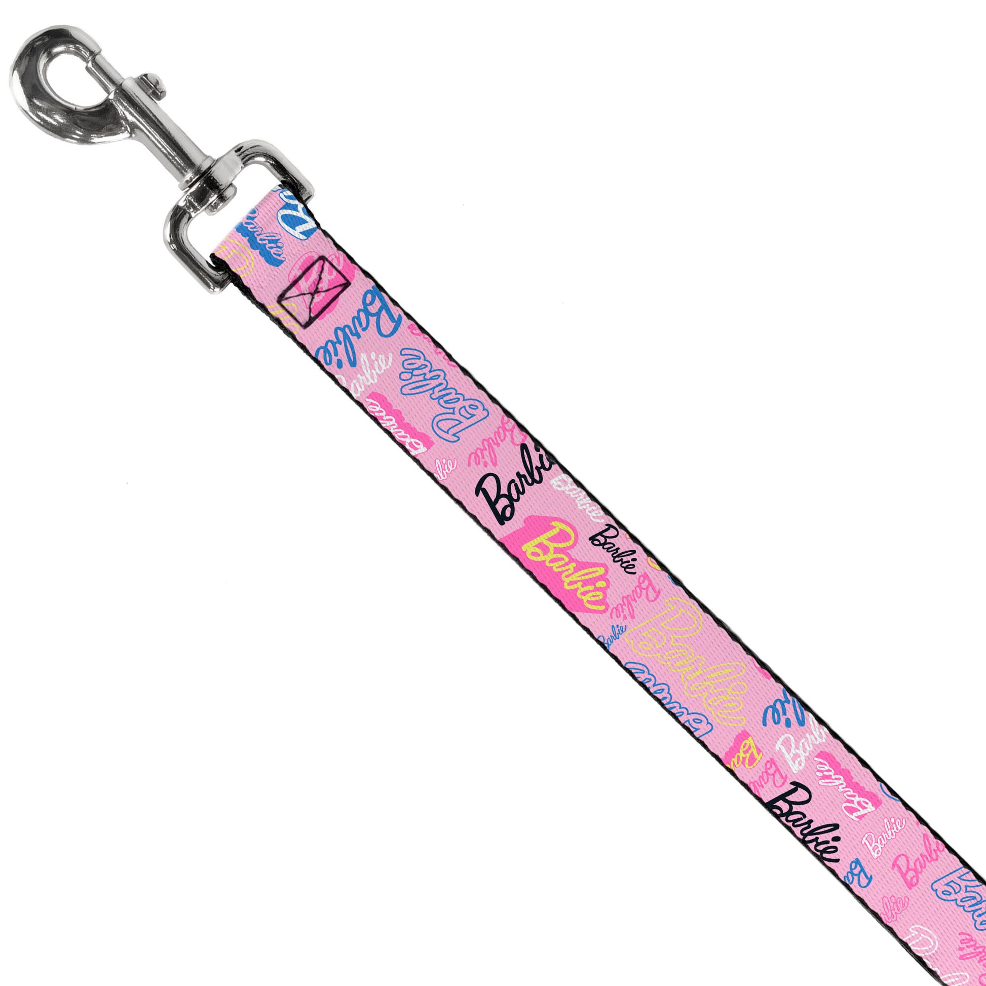 Dog Leash - BARBIE Script Signature Collage Pink/Multi Color Dog Leashes Barbie