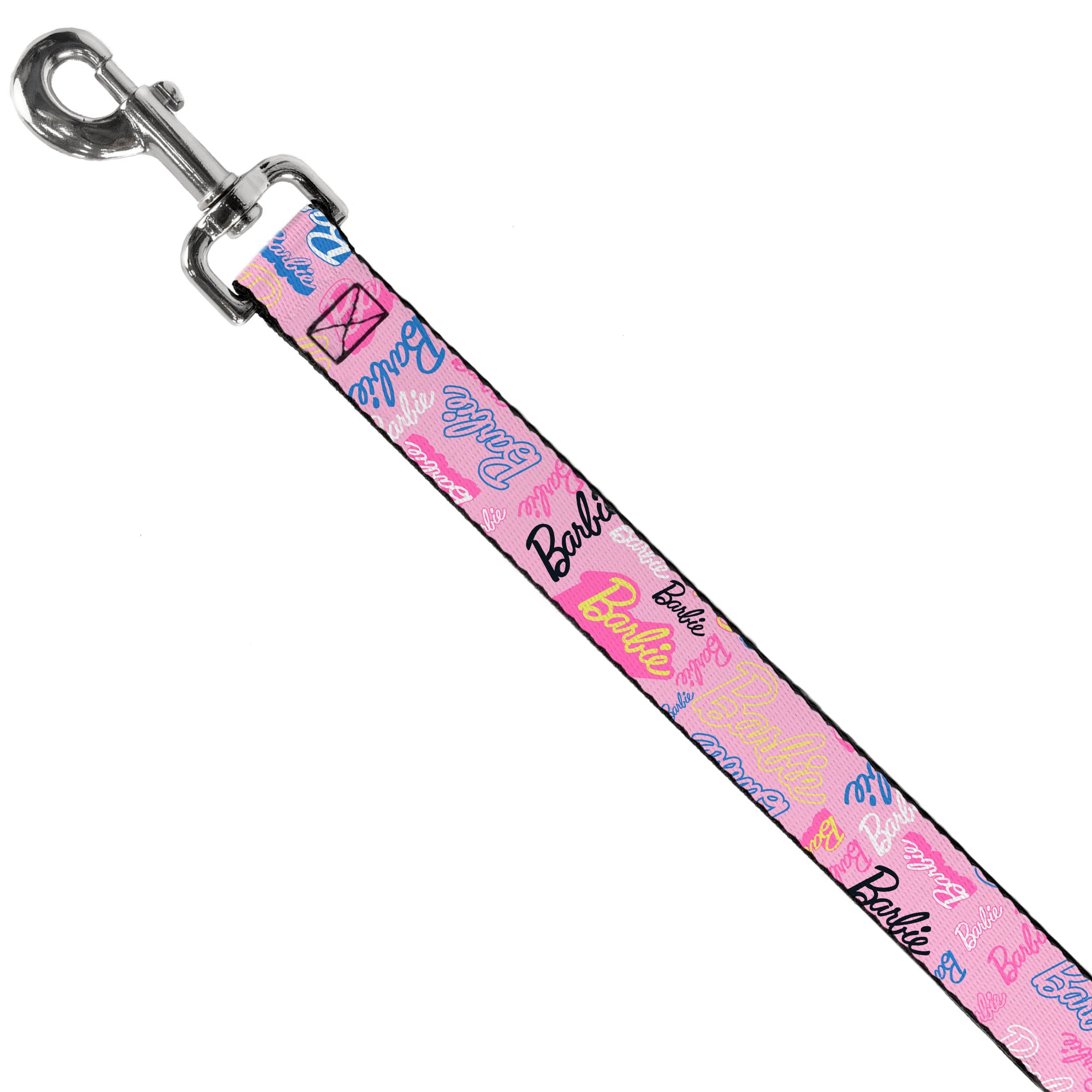 Dog Leash - BARBIE Script Signature Collage Pink/Multi Color Dog Leashes Barbie