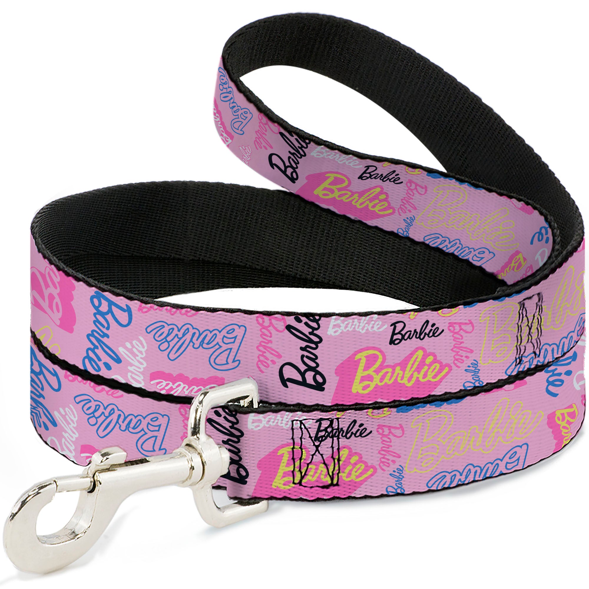 Dog Leash - BARBIE Script Signature Collage Pink/Multi Color Dog Leashes Barbie