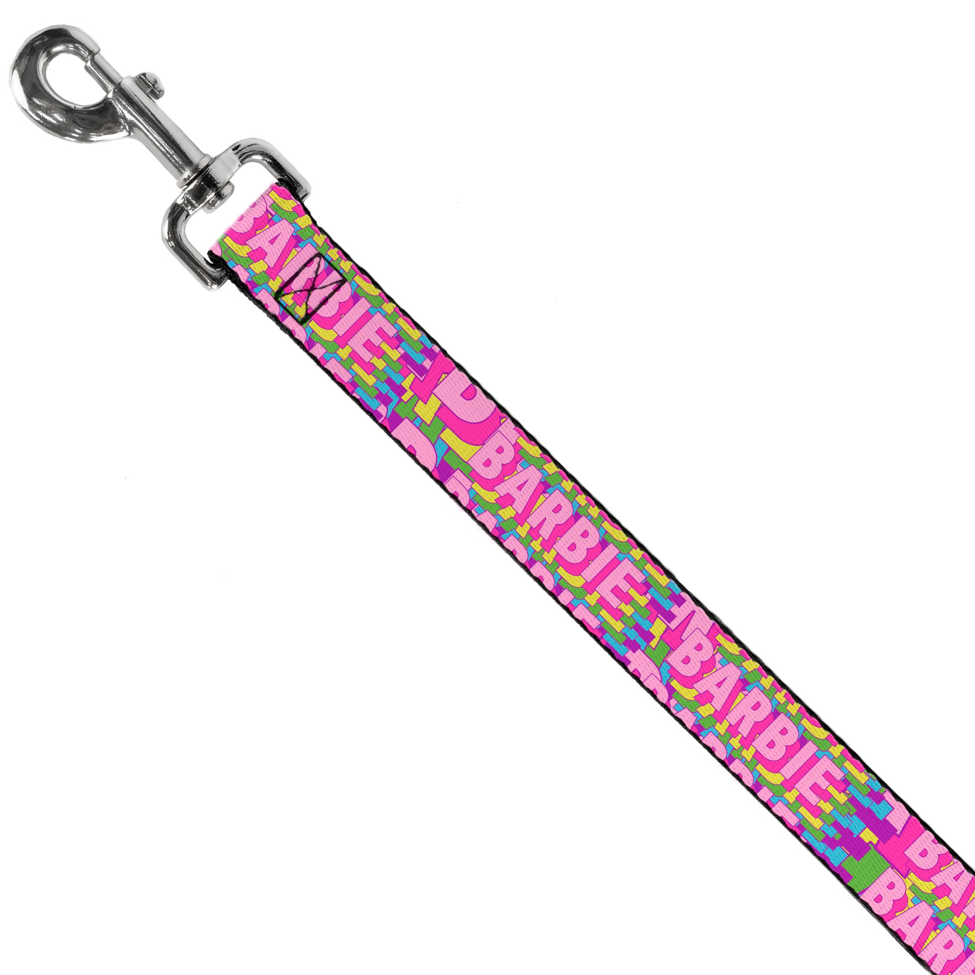 Dog Leash - BARBIE Bold Text Stacked Pink/Multi Color Dog Leashes Barbie
