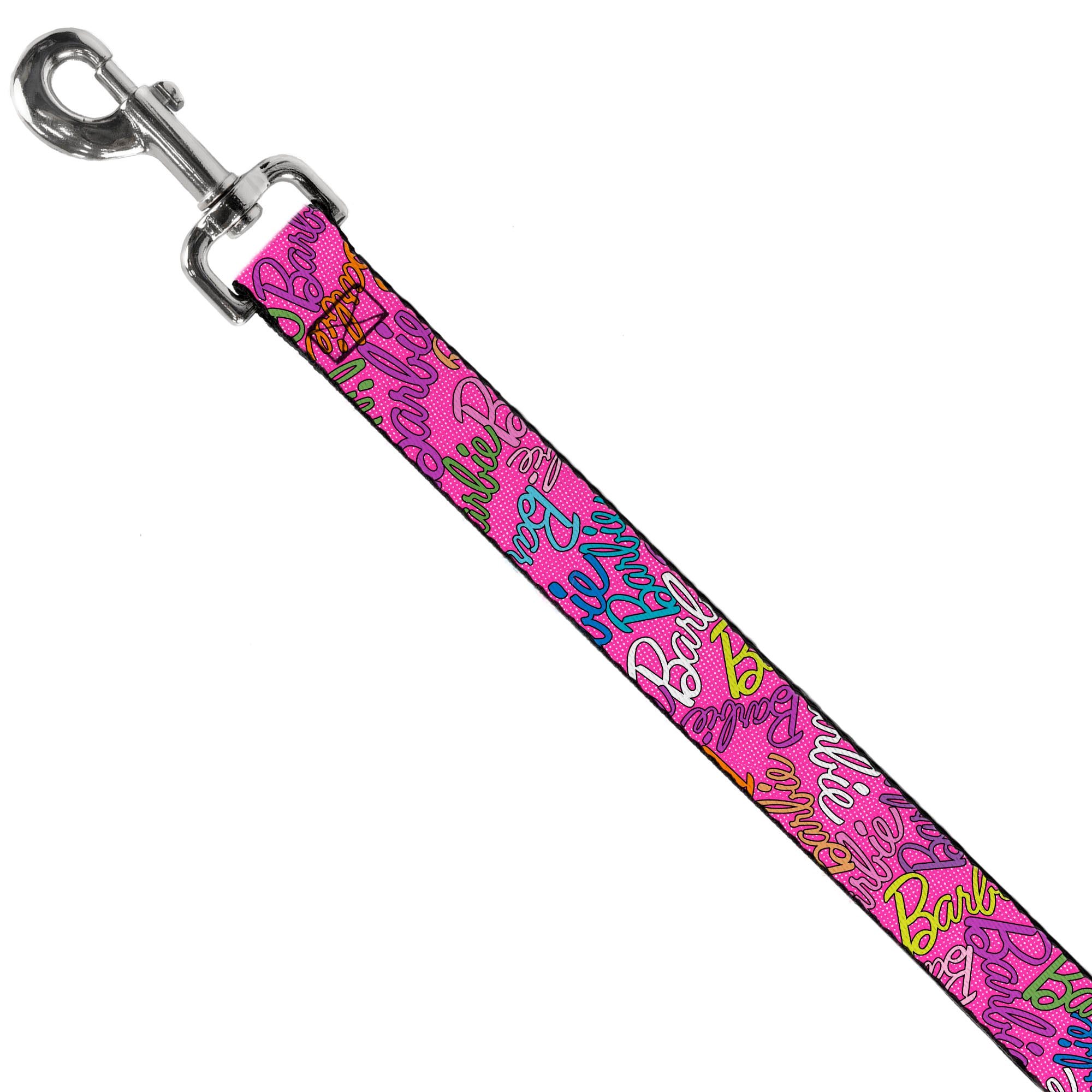 Dog Leash - BARBIE Script Signature Scattered Pink/Multi Color Dog Leashes Barbie