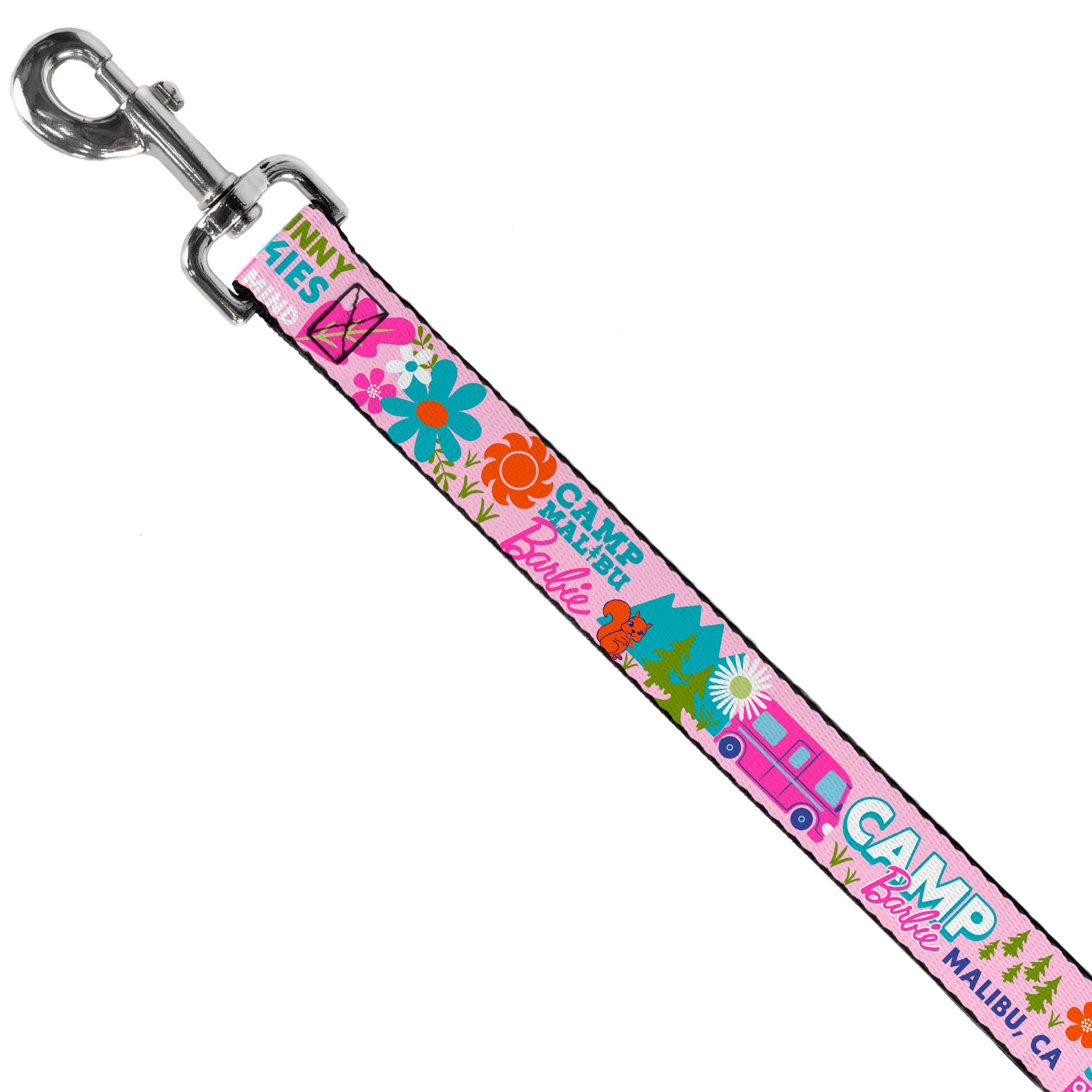 Dog Leash - CAMP BARBIE MALIBU Icons Collage Pink/Multi Color Dog Leashes Barbie