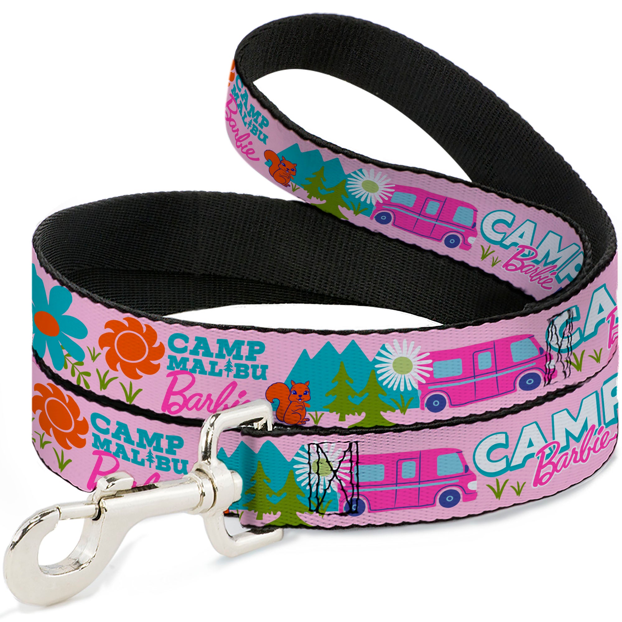 Dog Leash - CAMP BARBIE MALIBU Icons Collage Pink/Multi Color Dog Leashes Barbie