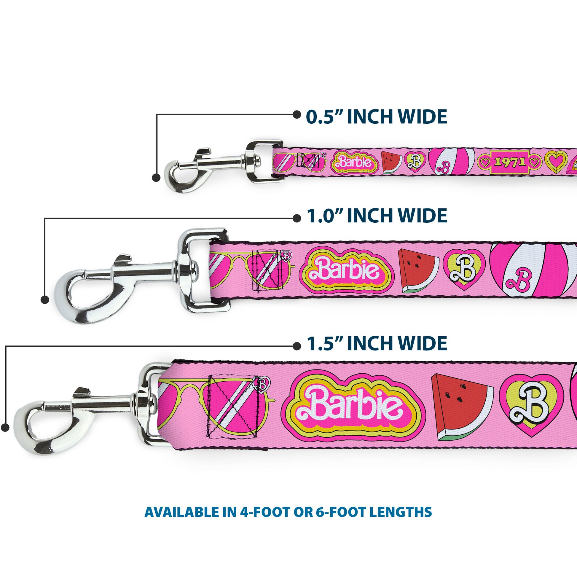 Dog Leash - Malibu Barbie 1971 Icons and Quotes Pinks/Yellows Dog Leashes Barbie