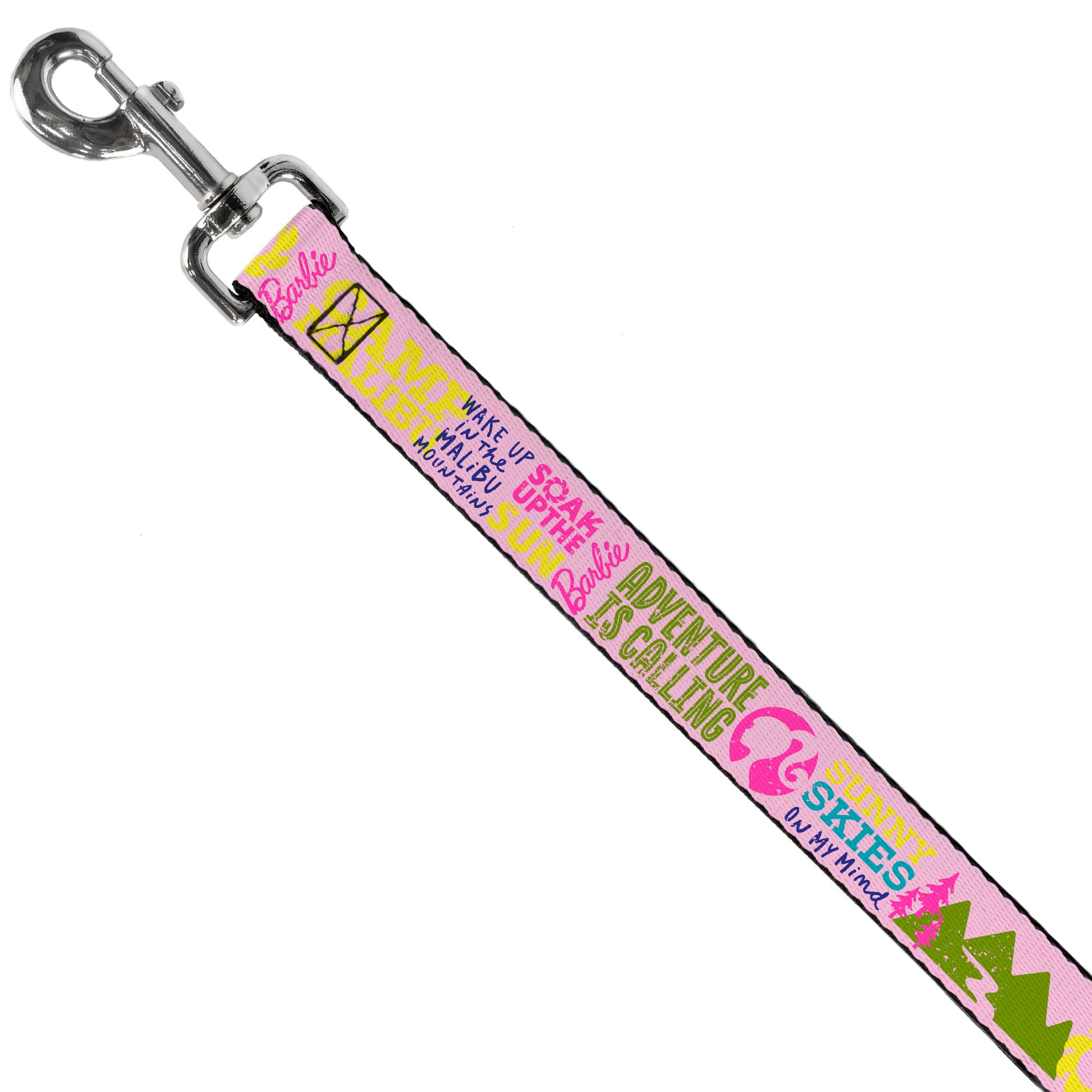 Dog Leash - Barbie CAMP MALIBU Quotes and Icons Pink/Multi Color Dog Leashes Barbie