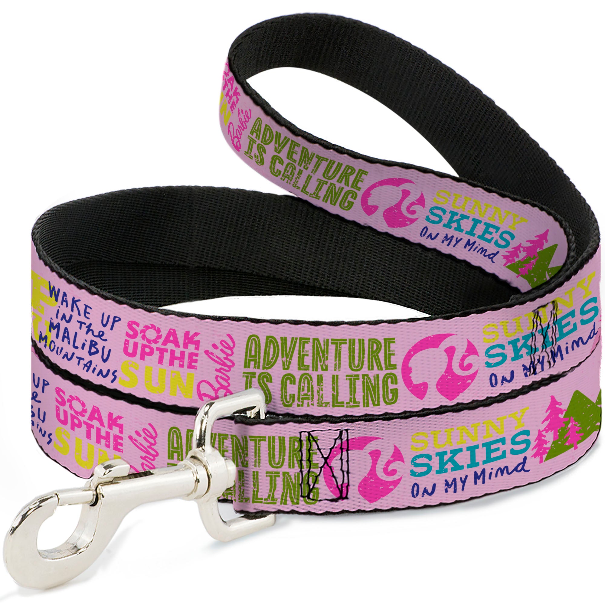 Dog Leash - Barbie CAMP MALIBU Quotes and Icons Pink/Multi Color Dog Leashes Barbie