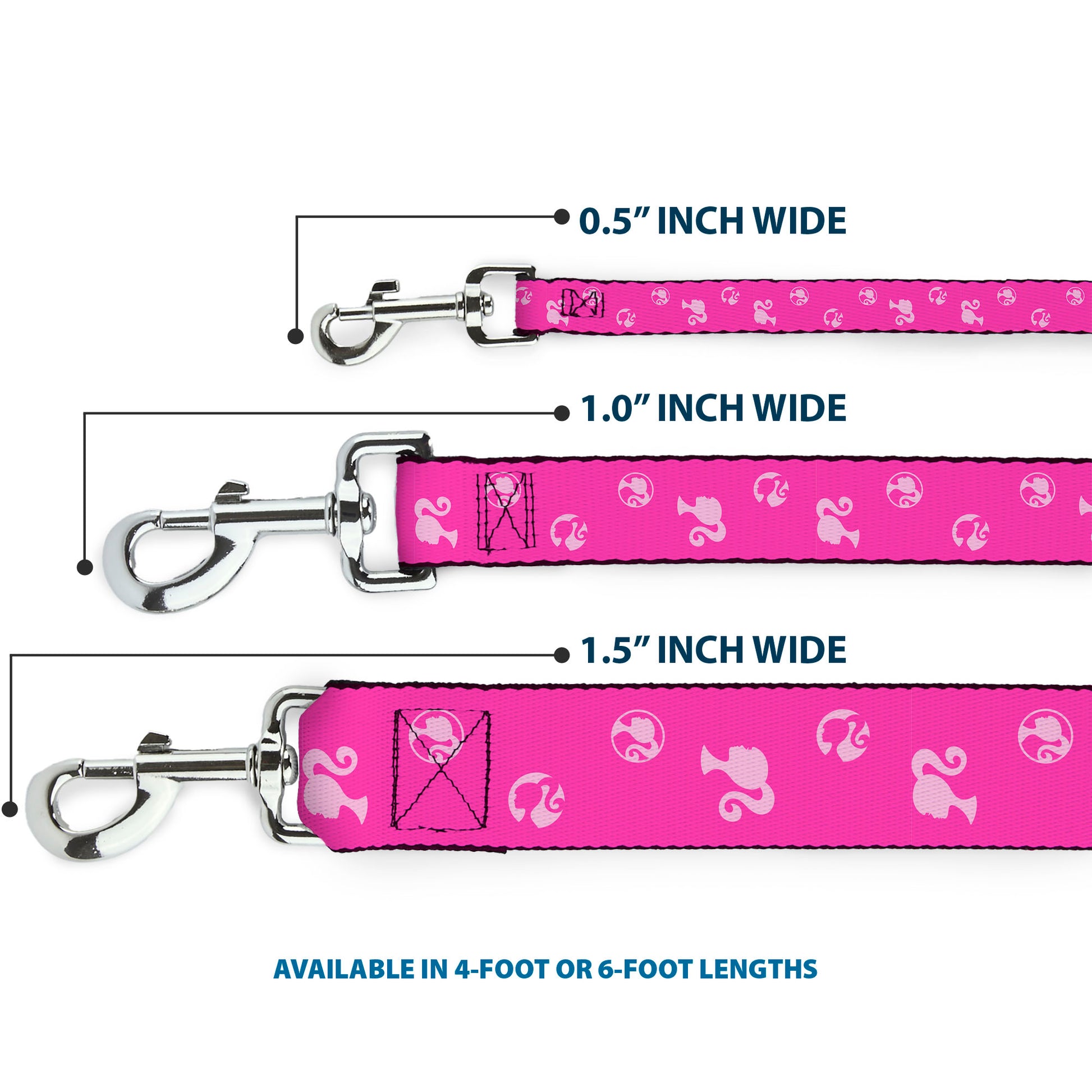 Dog Leash - Barbie Ponytail Silhouette Icon Scattered Pinks Dog Leashes Barbie