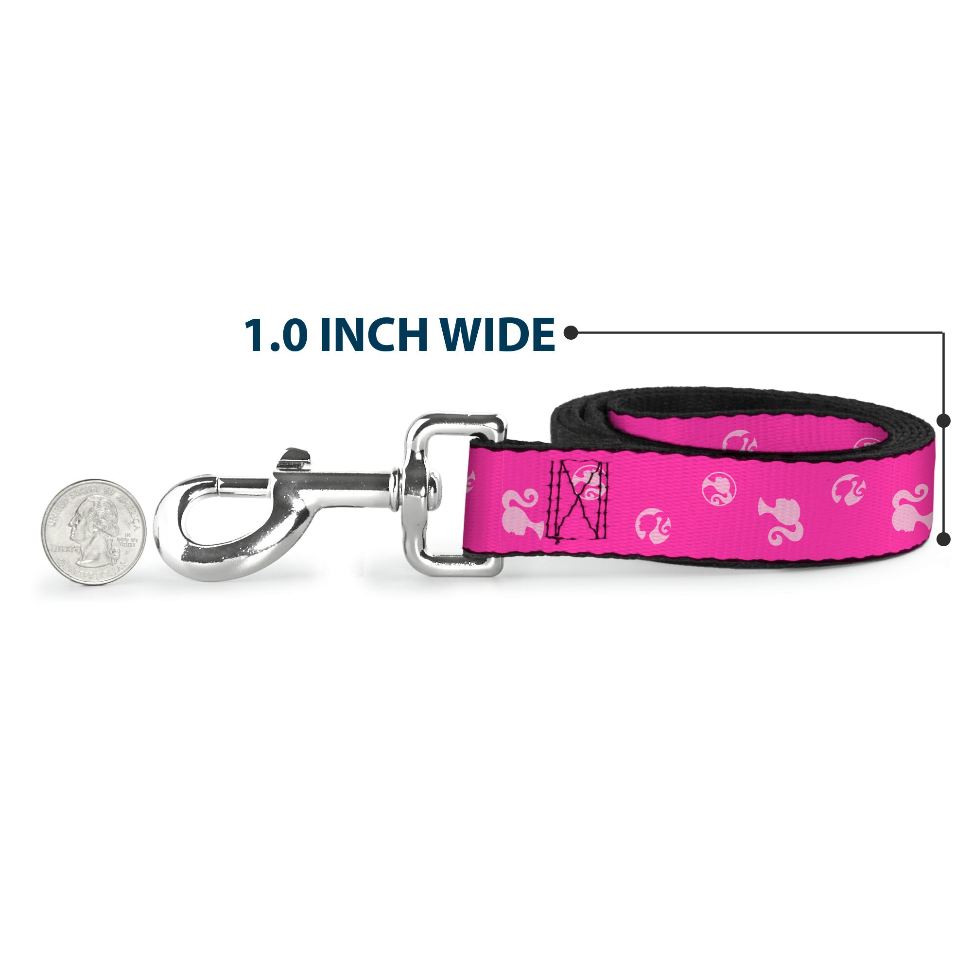 Dog Leash - Barbie Ponytail Silhouette Icon Scattered Pinks Dog Leashes Barbie