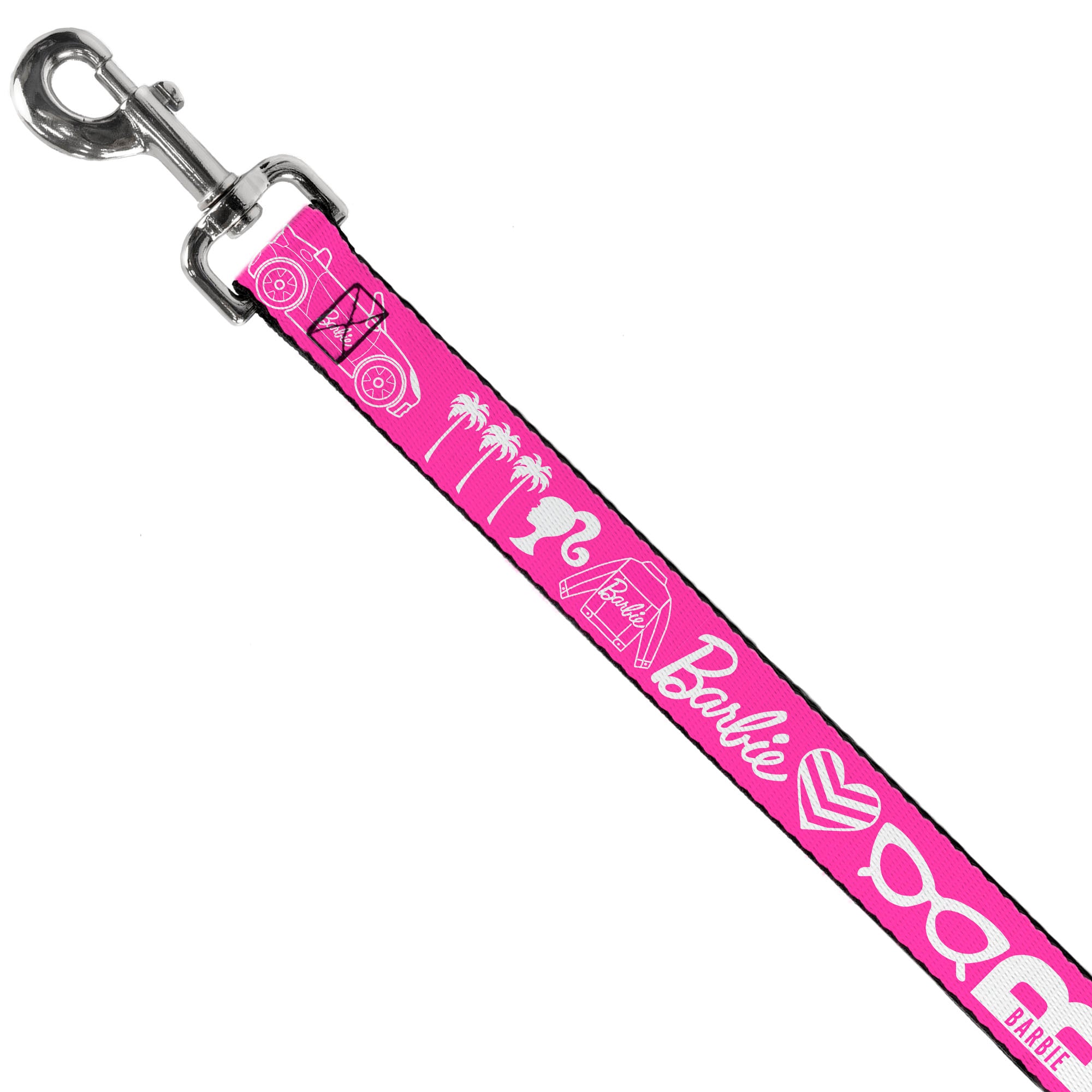 Dog Leash - BARBIE Script Signature and Icons Pink/White Dog Leashes Barbie