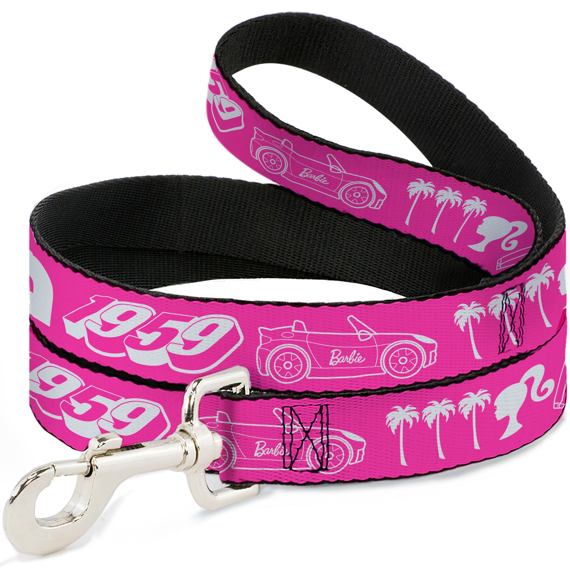 Dog Leash - BARBIE Script Signature and Icons Pink/White Dog Leashes Barbie