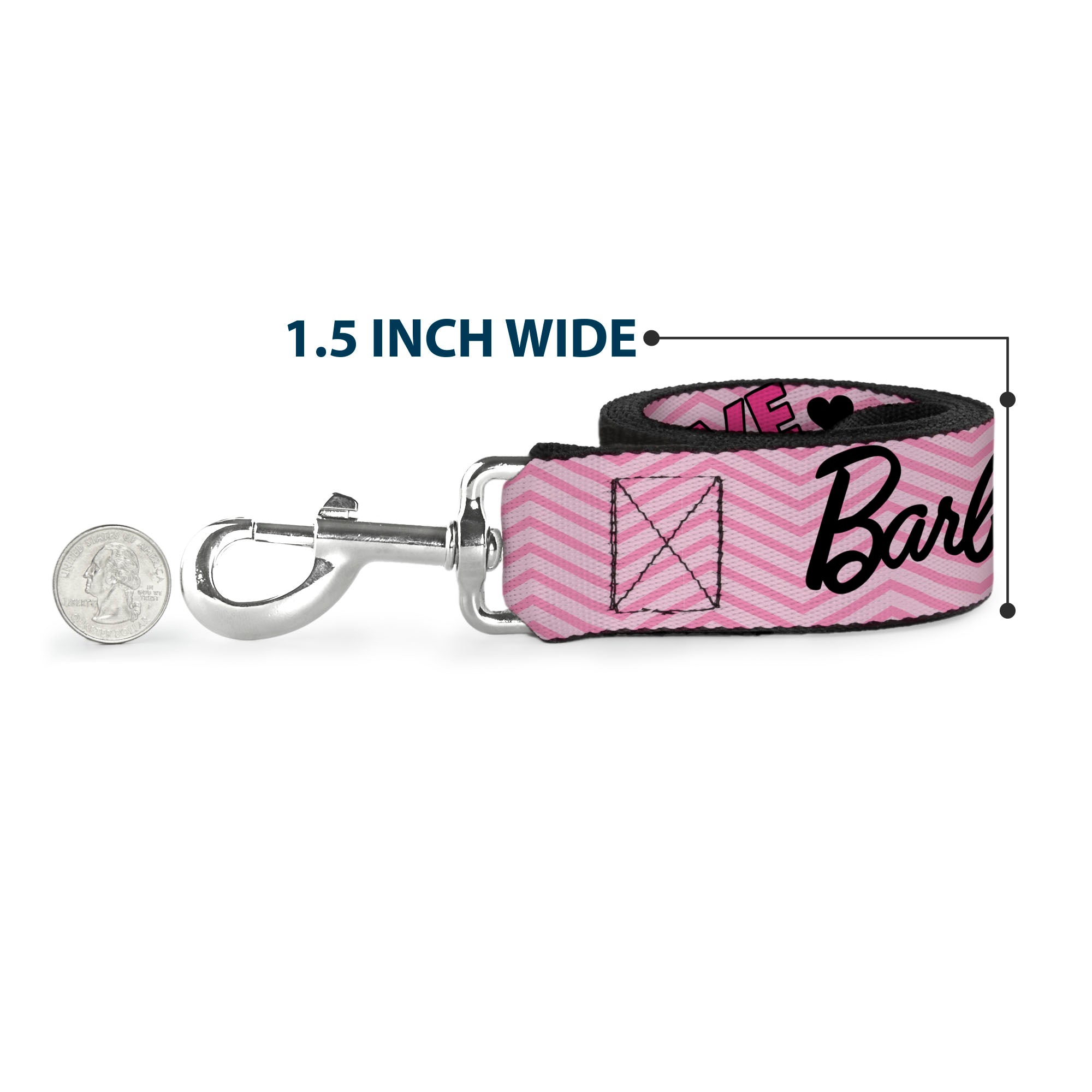 Dog Leash - BARBIE LOVE SHINE BRIGHT Chevron Striping Pinks Dog Leashes Barbie