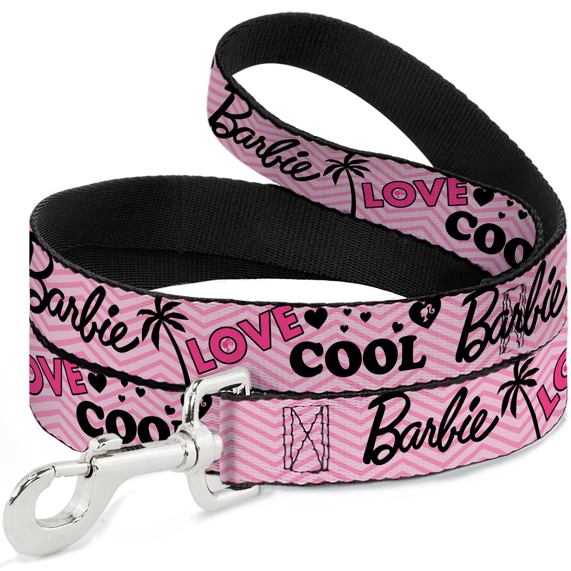 Dog Leash - BARBIE LOVE SHINE BRIGHT Chevron Striping Pinks Dog Leashes Barbie