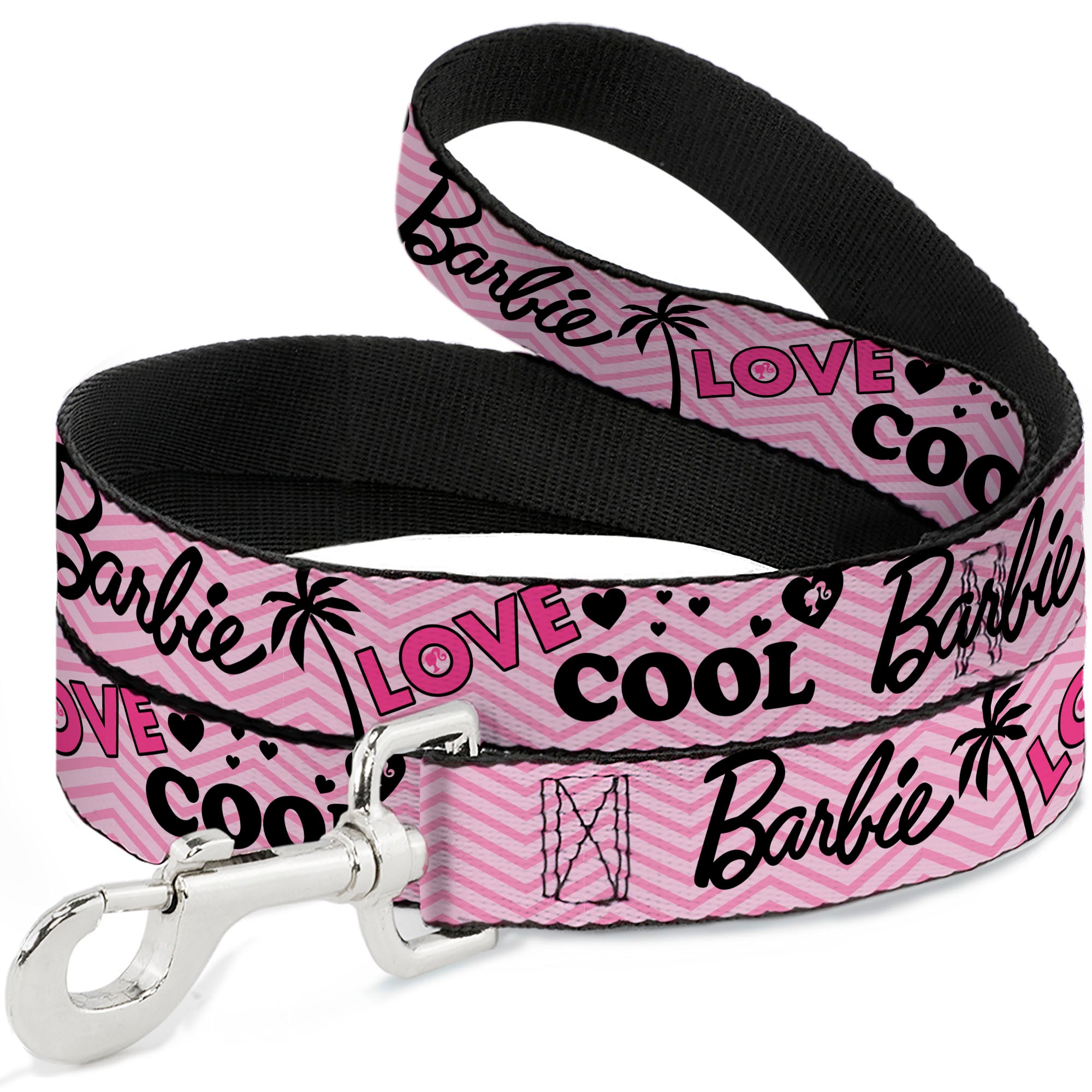 Dog Leash - BARBIE LOVE SHINE BRIGHT Chevron Striping Pinks Dog Leashes Barbie