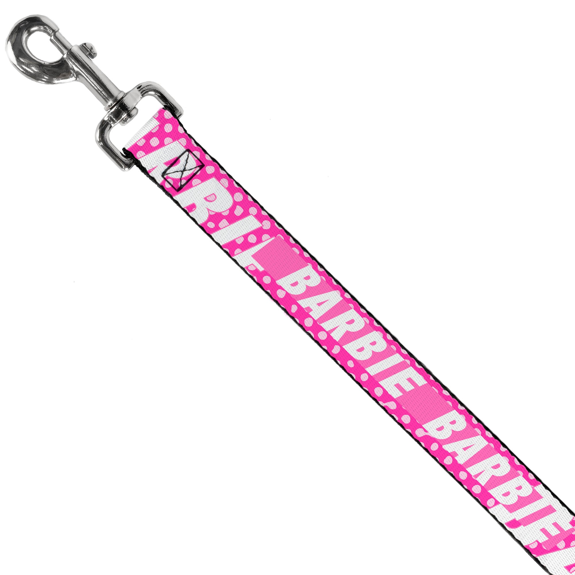 Dog Leash - BARBIE Text and Polka Dots Pinks/White Dog Leashes Barbie