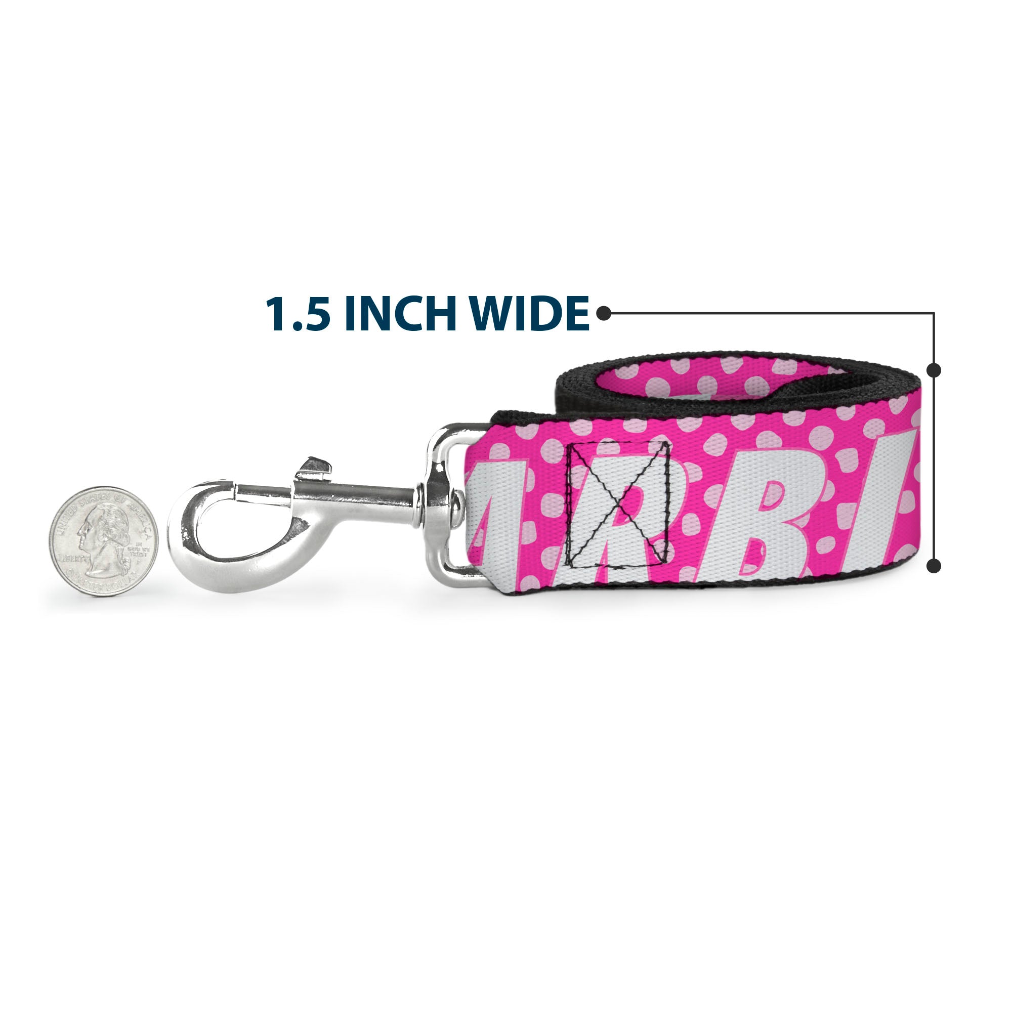 Dog Leash - BARBIE Text and Polka Dots Pinks/White Dog Leashes Barbie