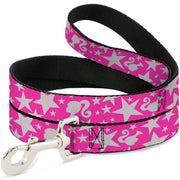 Dog Leash - Barbie Ponytail Silhouette and Star Scattered Pink/White Dog Leashes Barbie