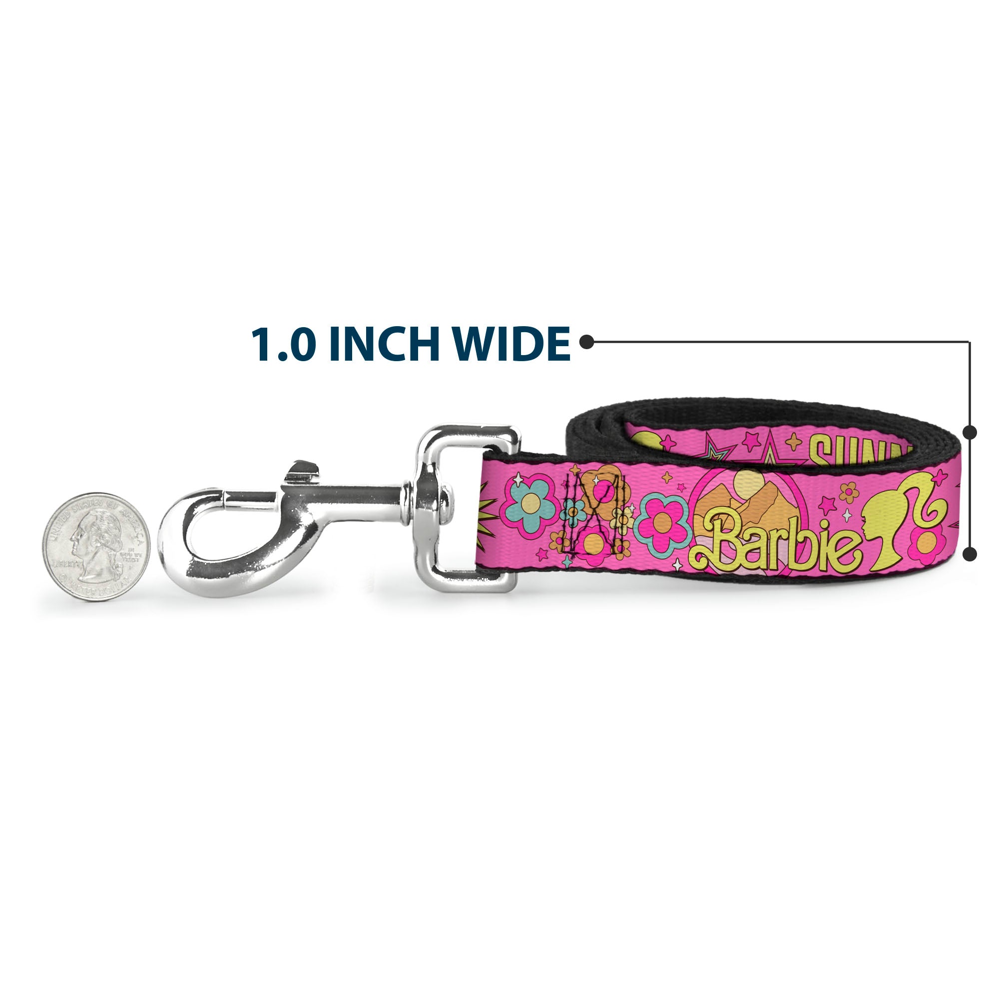 Dog Leash - BARBIE SUNNY DAYS AHEAD Icons Collage Pink/Multi Color Dog Leashes Barbie