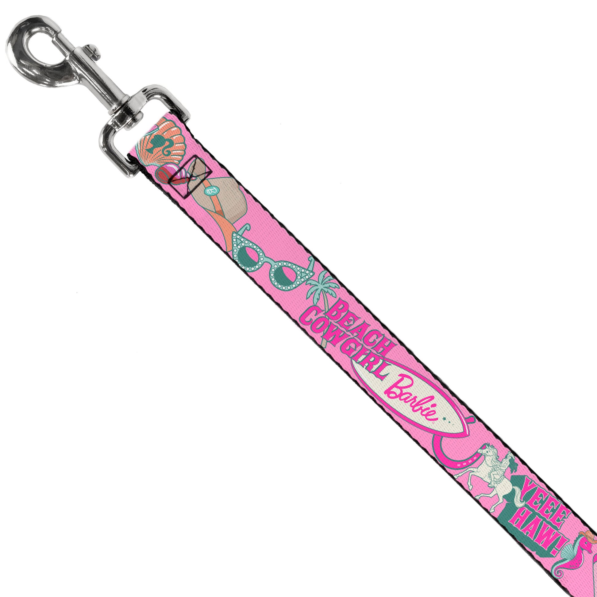 Dog Leash - BARBIE BEACH COWGIRL Icons Collage Pinks/Blues Dog Leashes Barbie