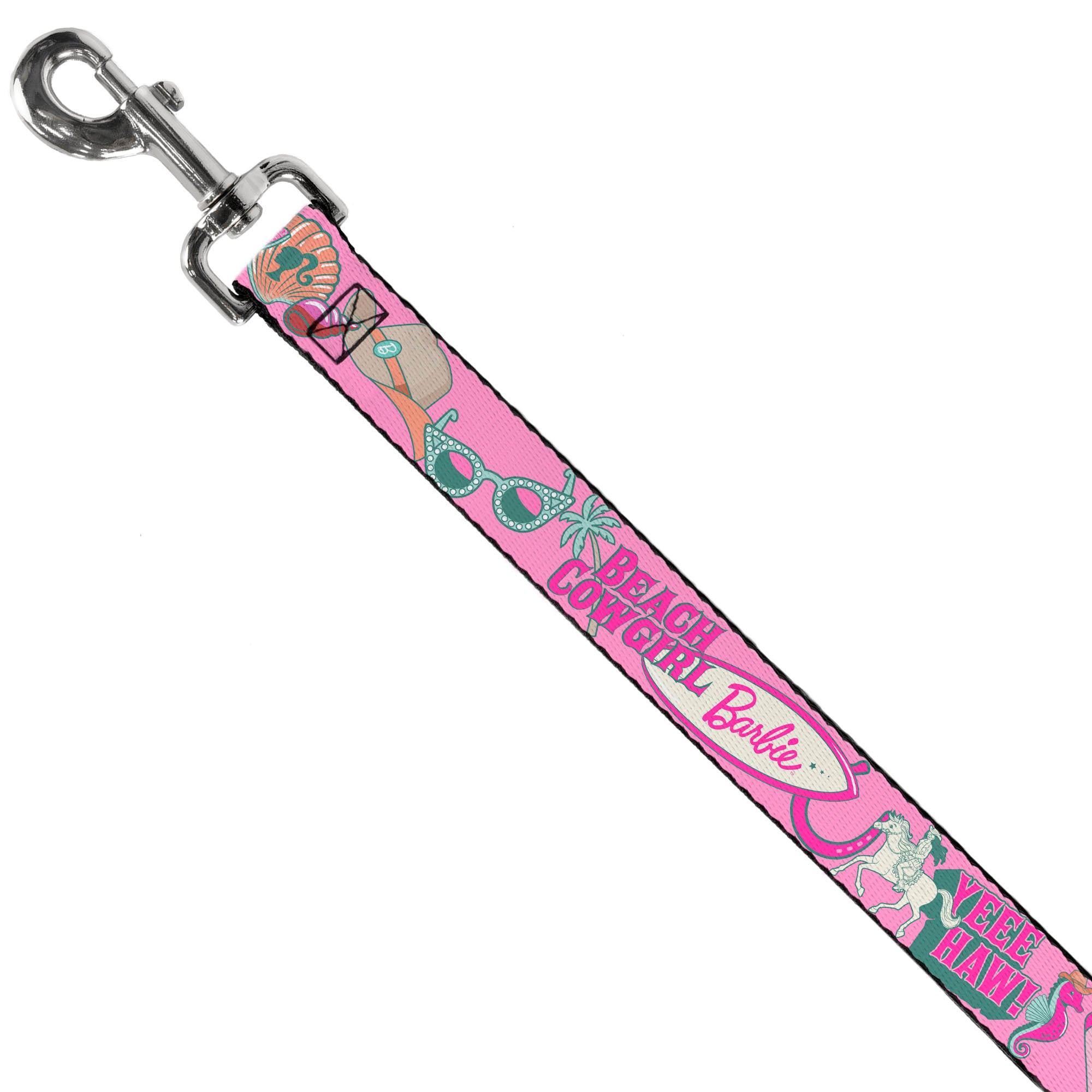 Dog Leash - BARBIE BEACH COWGIRL Icons Collage Pinks/Blues Dog Leashes Barbie