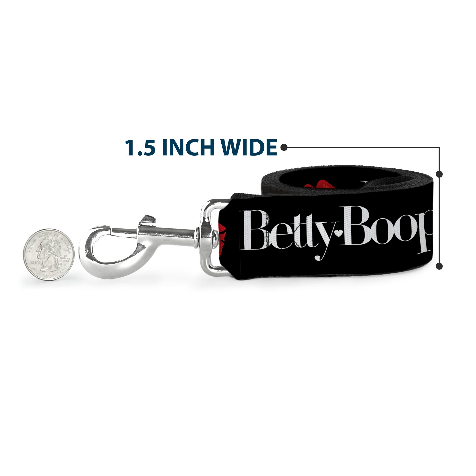 Dog Leash - BETTY BOOP Text and Kiss Black/White/Red Dog Leashes Betty Boop