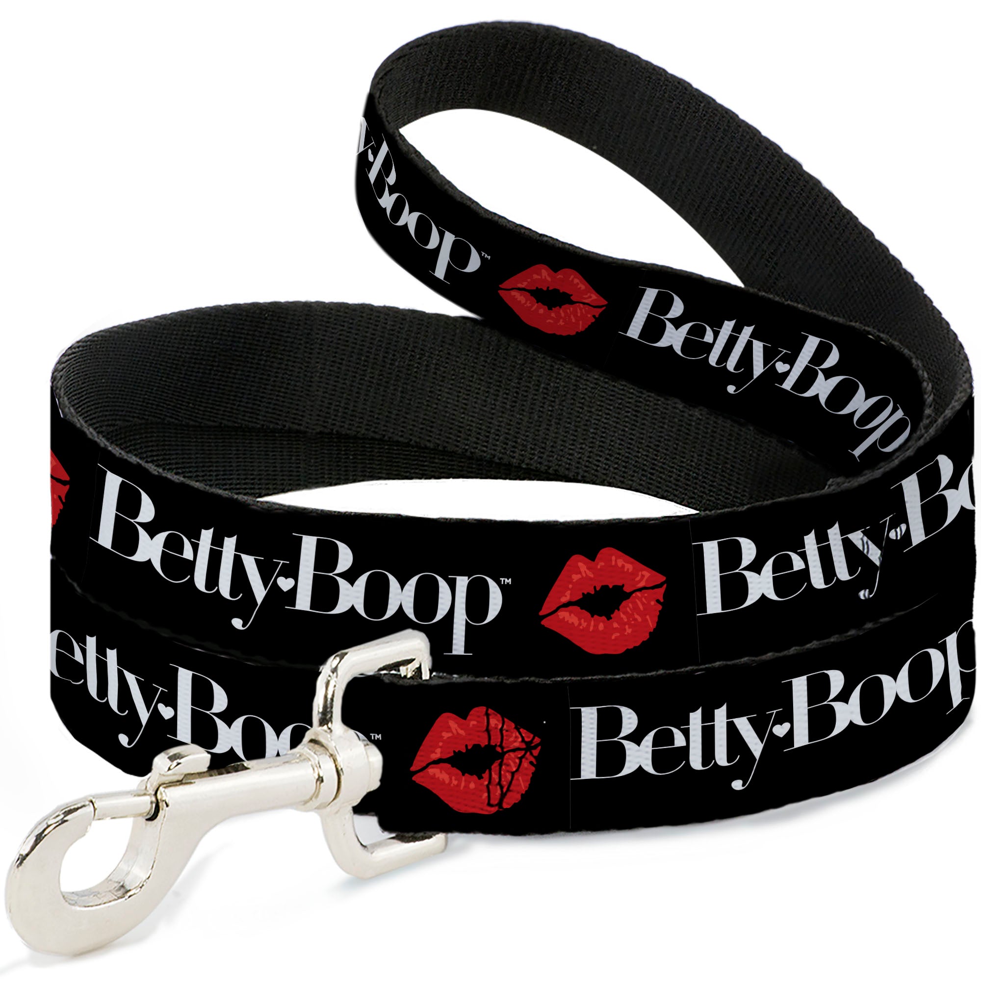 Dog Leash - BETTY BOOP Text and Kiss Black/White/Red Dog Leashes Betty Boop