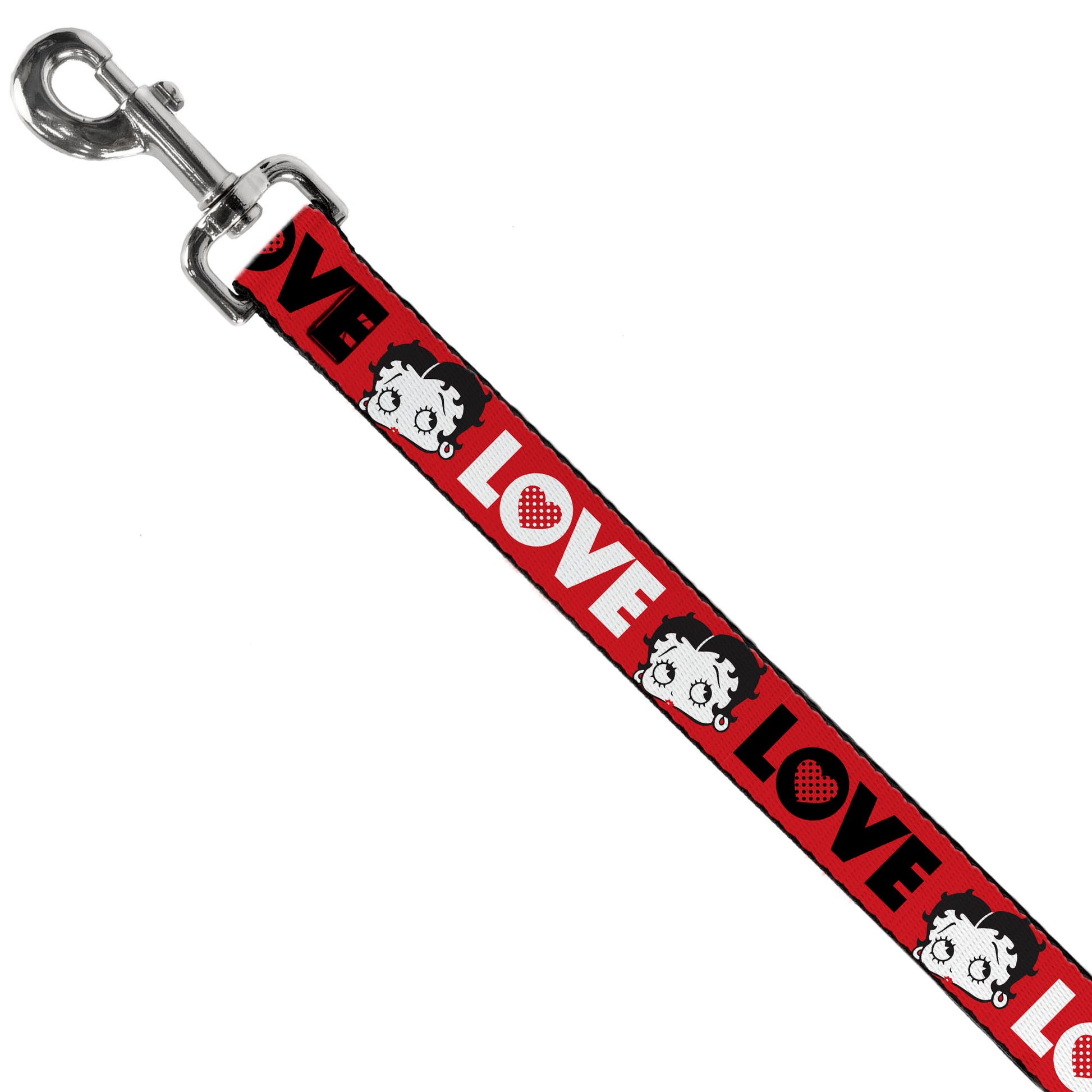 Dog Leash - Betty Boop Face and LOVE Text Red/Black/White Dog Leashes Betty Boop