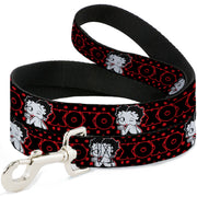 Dog Leash - Betty Boop Winking Kiss Pose with XOXO Text Polka Dot Black/Red/White Dog Leashes Betty Boop