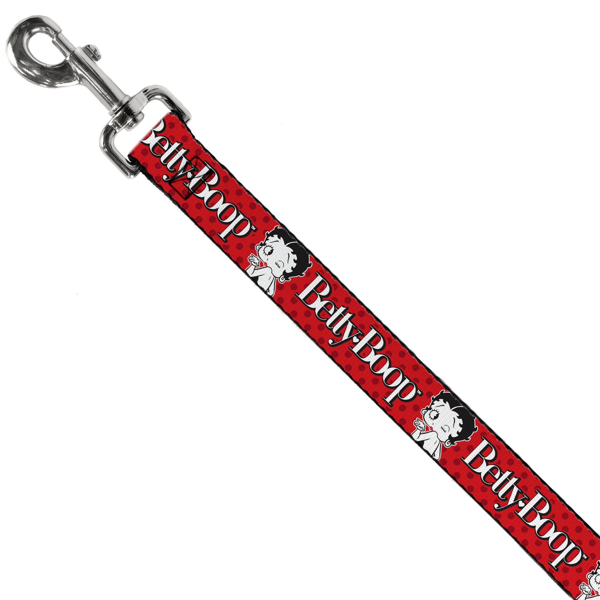 Dog Leash - BETTY BOOP Winking Kiss Pose and Text Reds/Black/White Dog Leashes Betty Boop