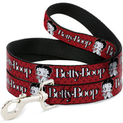 Dog Leash - BETTY BOOP Winking Kiss Pose and Text Reds/Black/White Dog Leashes Betty Boop