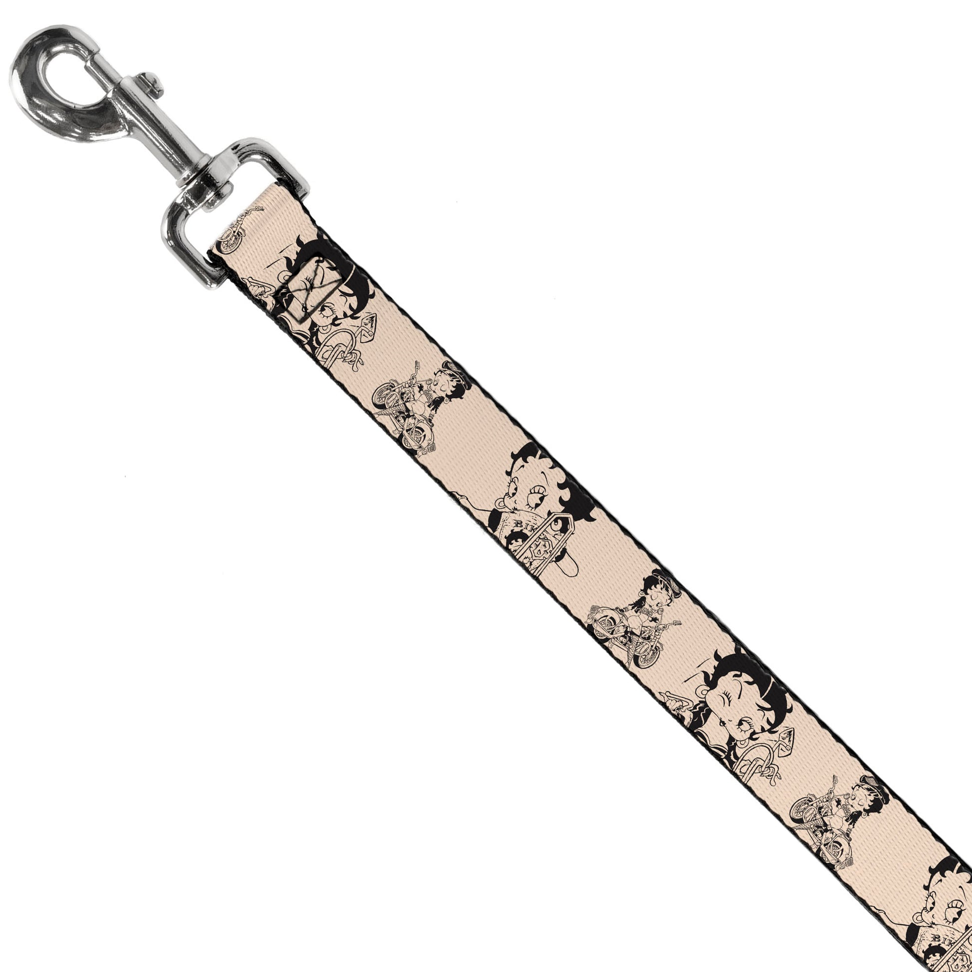 Dog Leash - Betty Boop Biker Betty Poses Beige/Black Dog Leashes Betty Boop