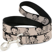 Dog Leash - Betty Boop Biker Betty Poses Beige/Black Dog Leashes Betty Boop