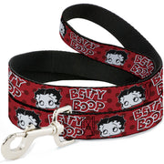 Dog Leash - BETTY BOOP Face and Text Polka Dot Reds/Black/White Dog Leashes Betty Boop