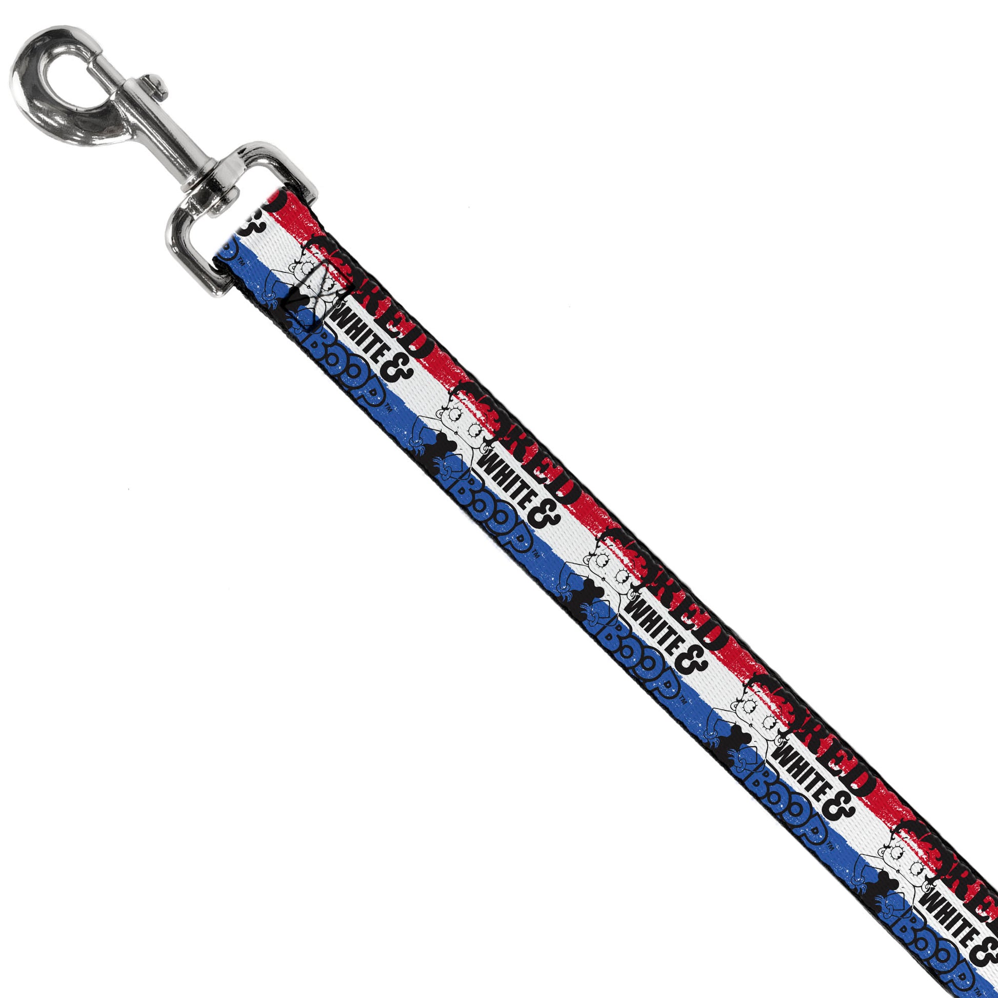 Dog Leash - Betty Boop RED WHITE & BOOP Pose Americana Stripe Red/White/Blue/Black Dog Leashes Betty Boop