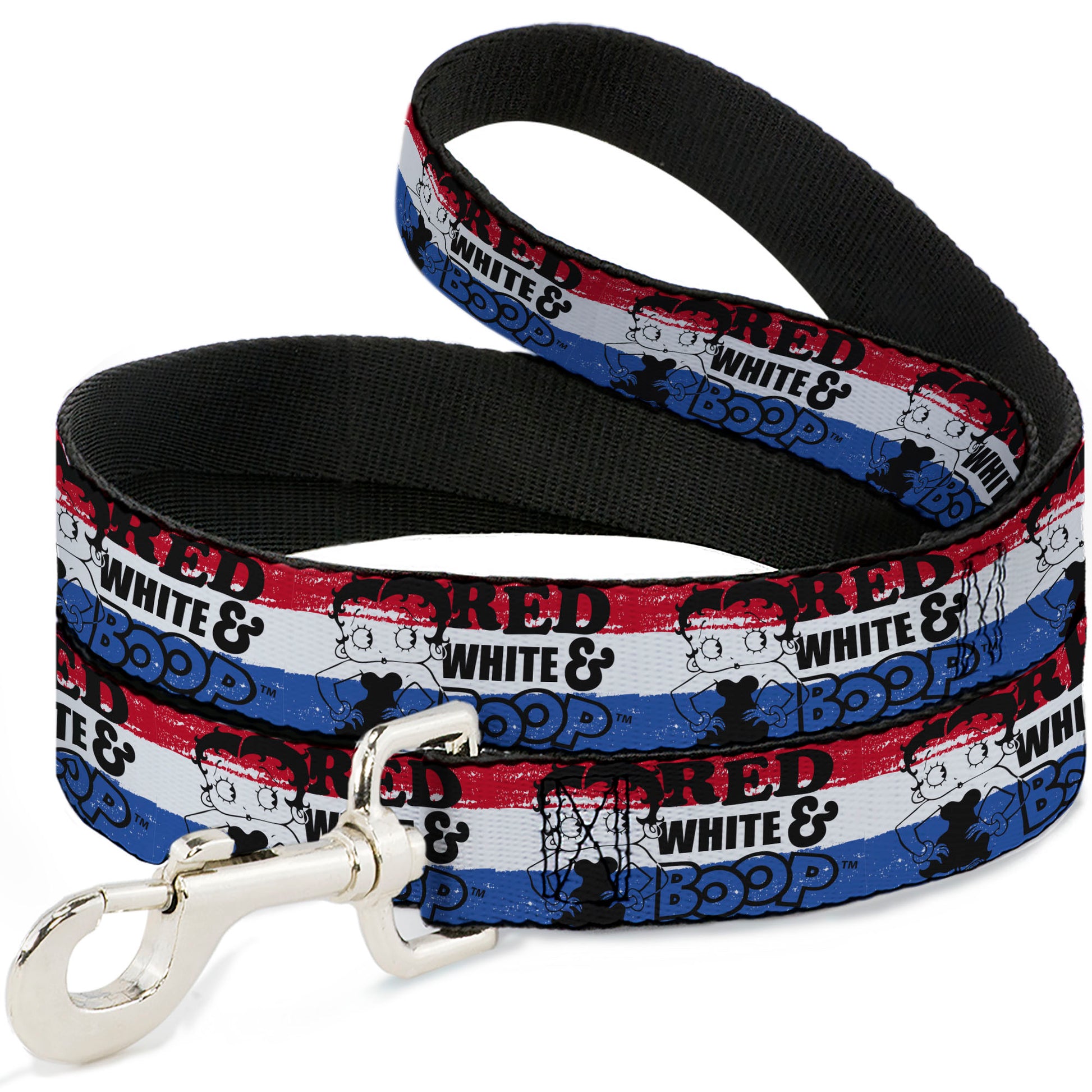 Dog Leash - Betty Boop RED WHITE & BOOP Pose Americana Stripe Red/White/Blue/Black Dog Leashes Betty Boop